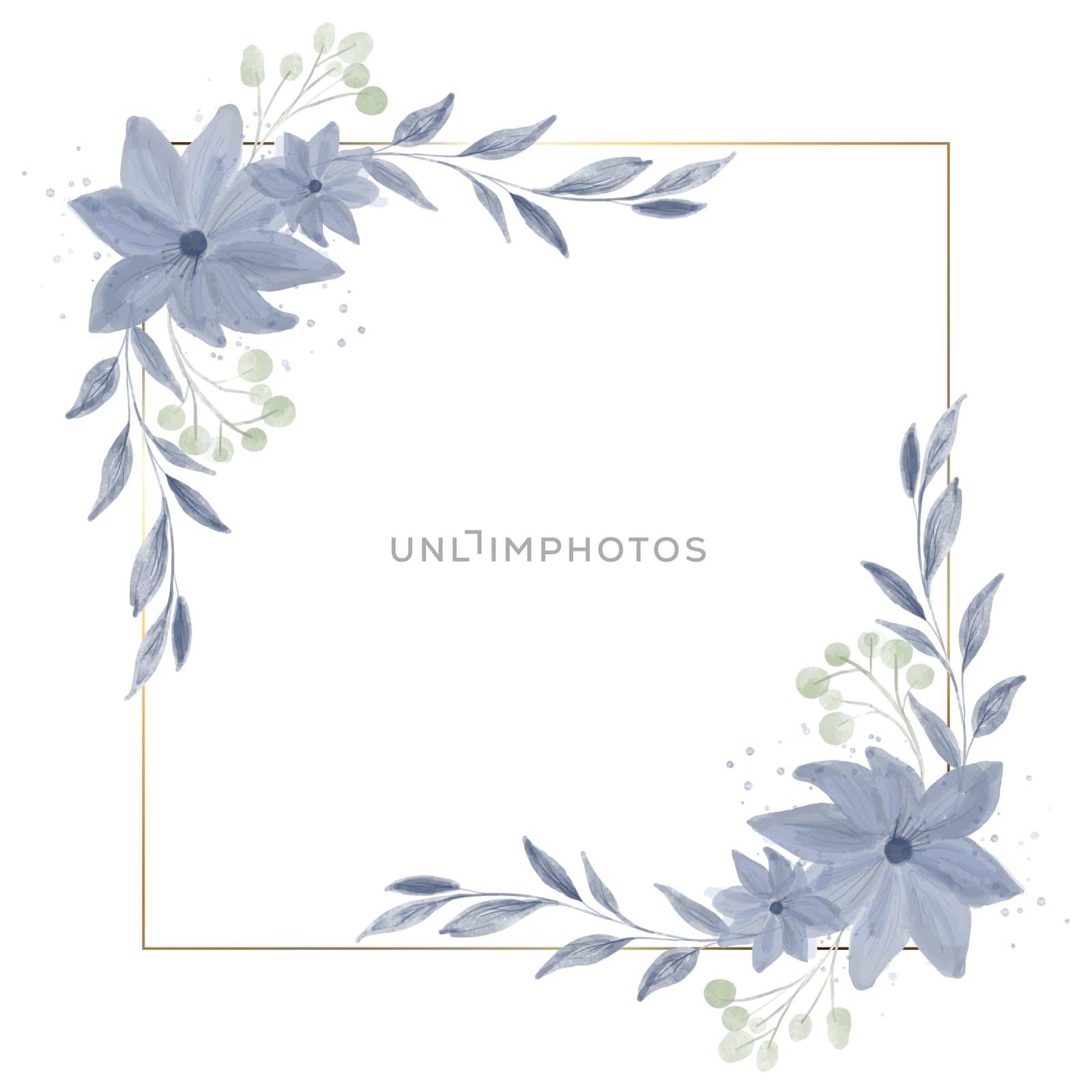 Decorative border with handpainted watercolour floral design