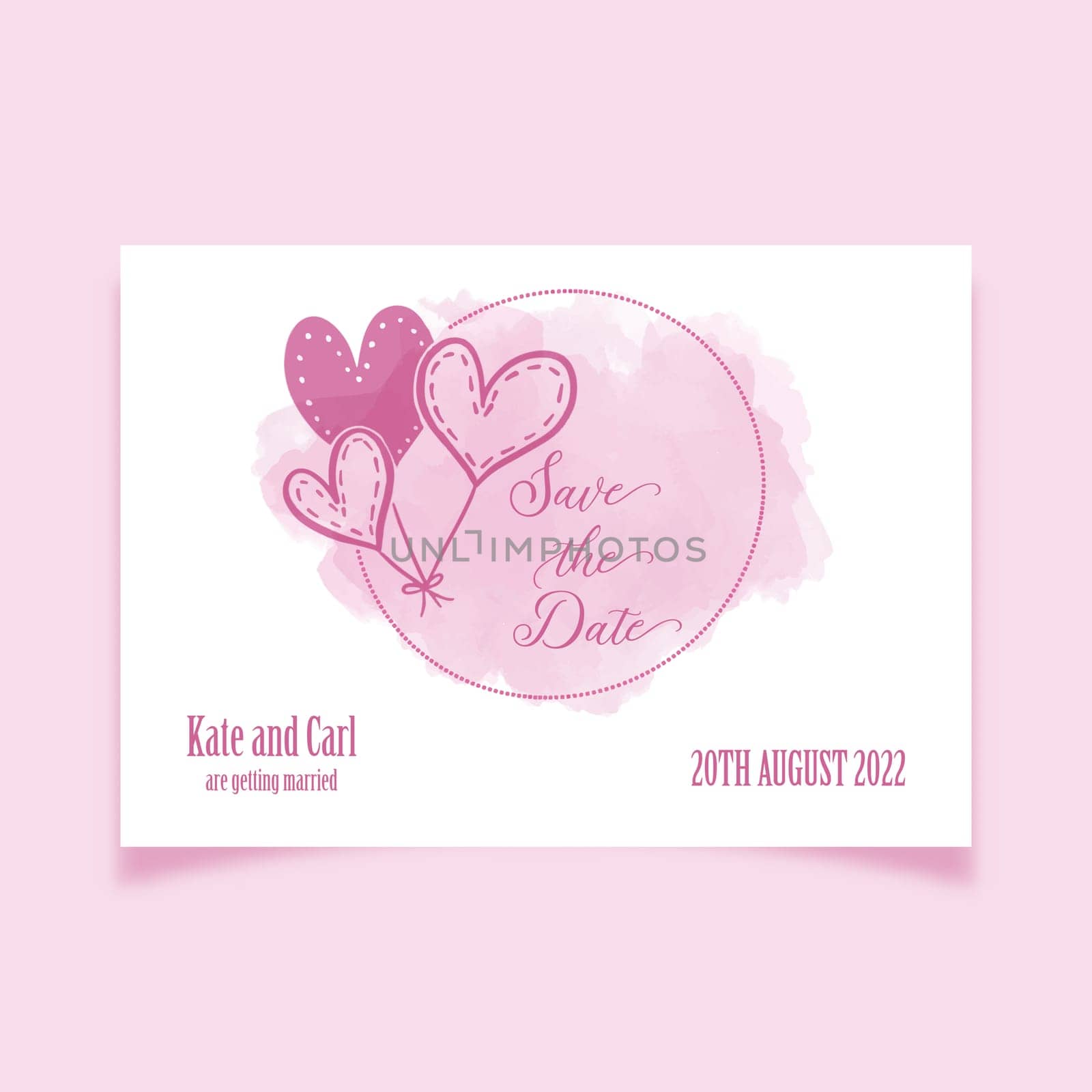 Decorative watercolour save the date invite design