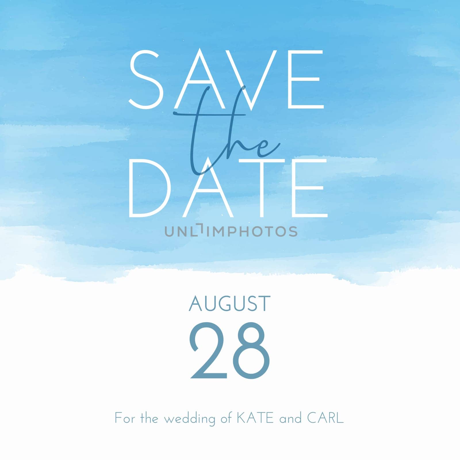 Save the date invitation with a watercolour texture design