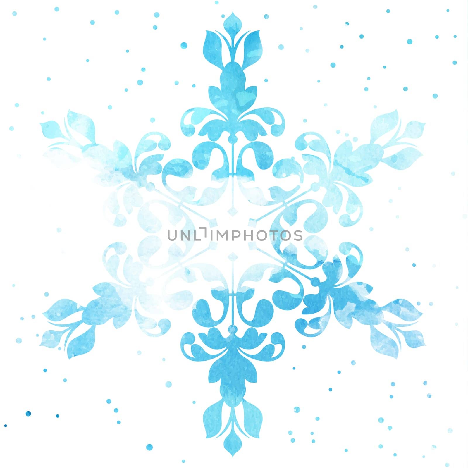 Christmas background with a decorative watercolour snowflake