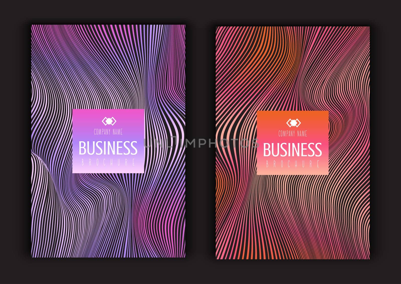 Brochure templates with warped line designs