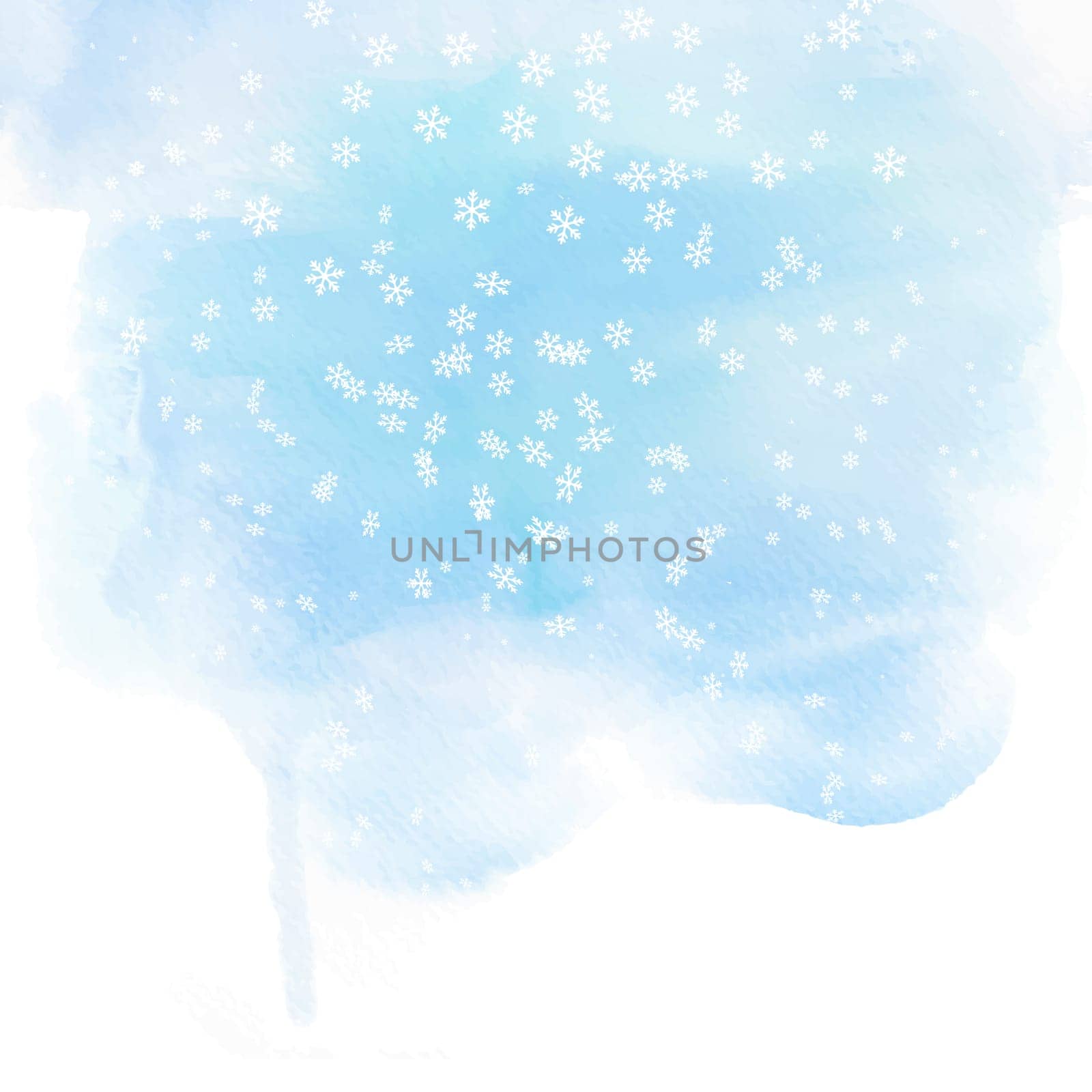 Christmas background with falling snowflakes on a watercolour design