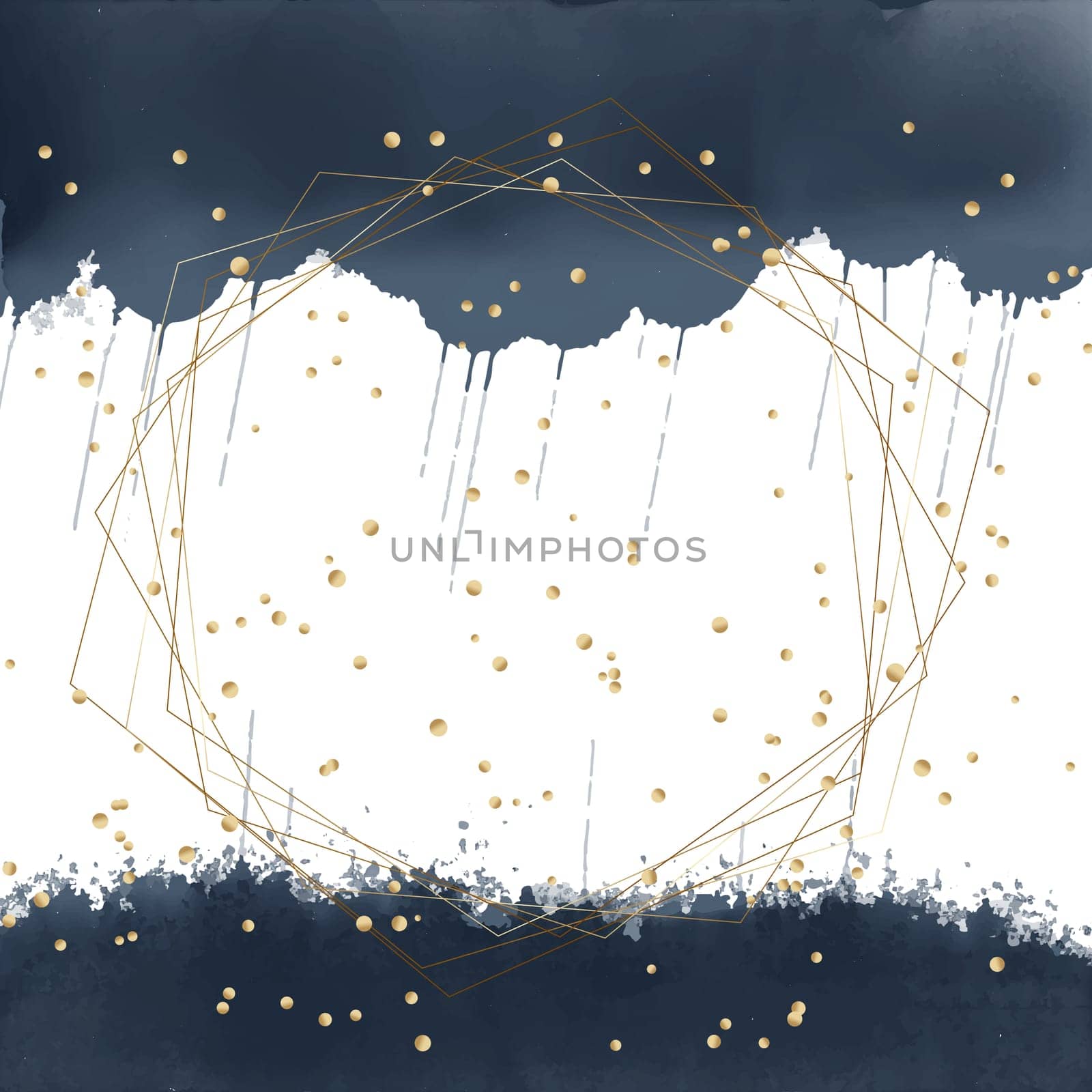 Scandinavian style background with watercolour and gold elements