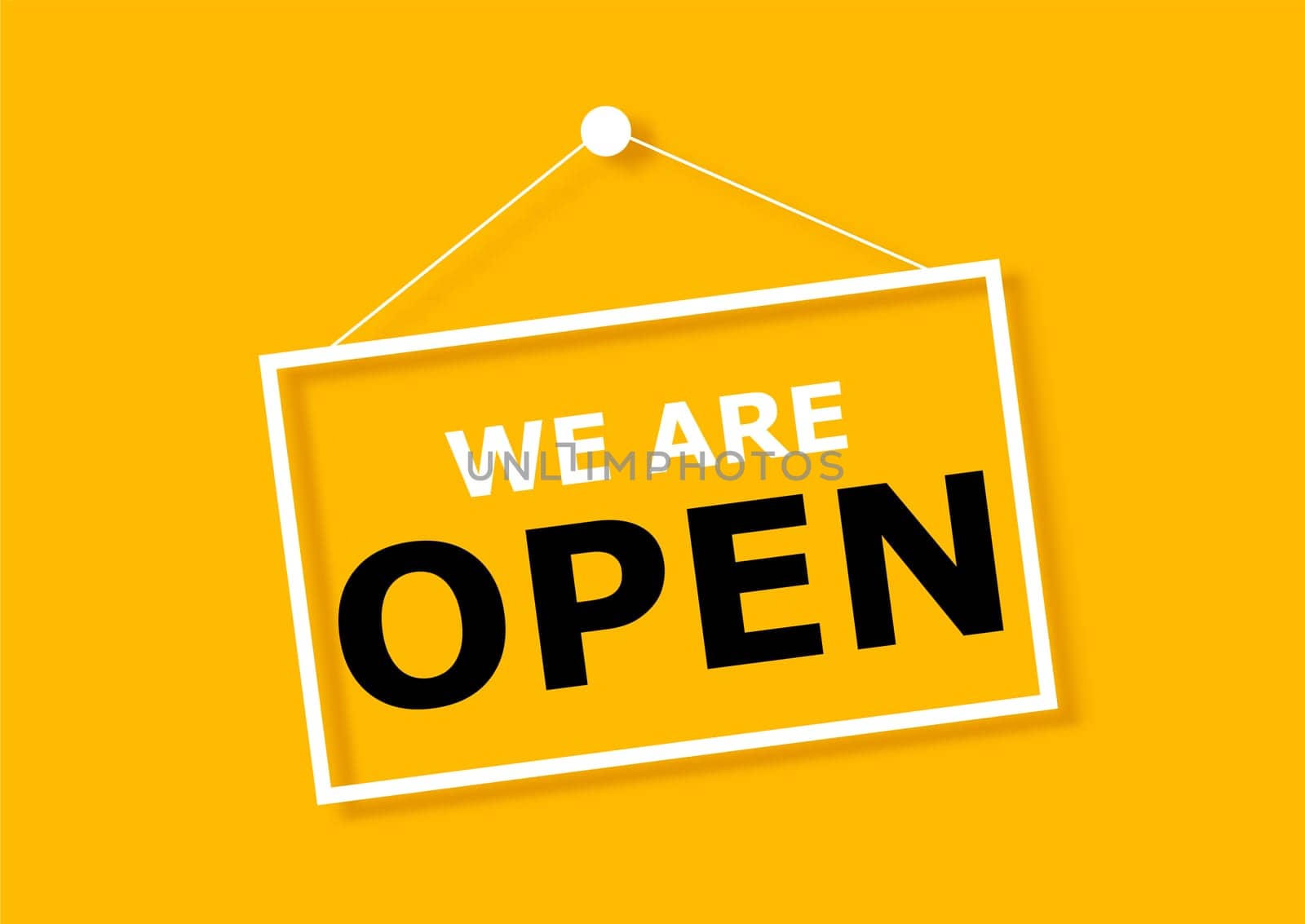Background with a hanging we are open sign