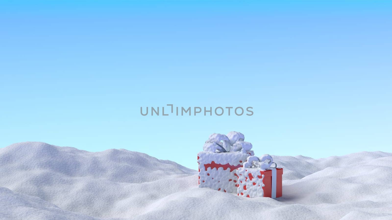 3D render of a Christmas winter landscape