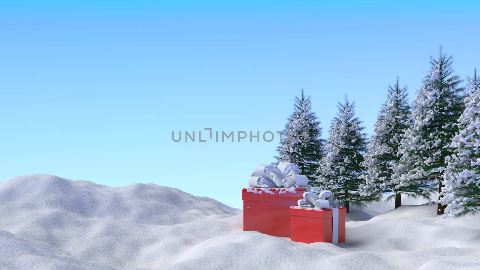3D render of a Christmas winter landscape