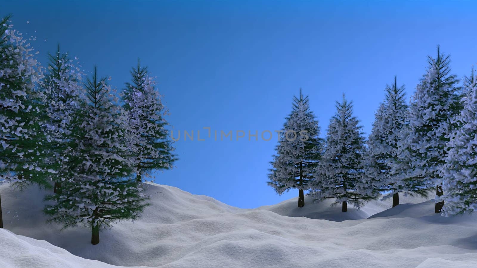 3D render of a Christmas winter landscape