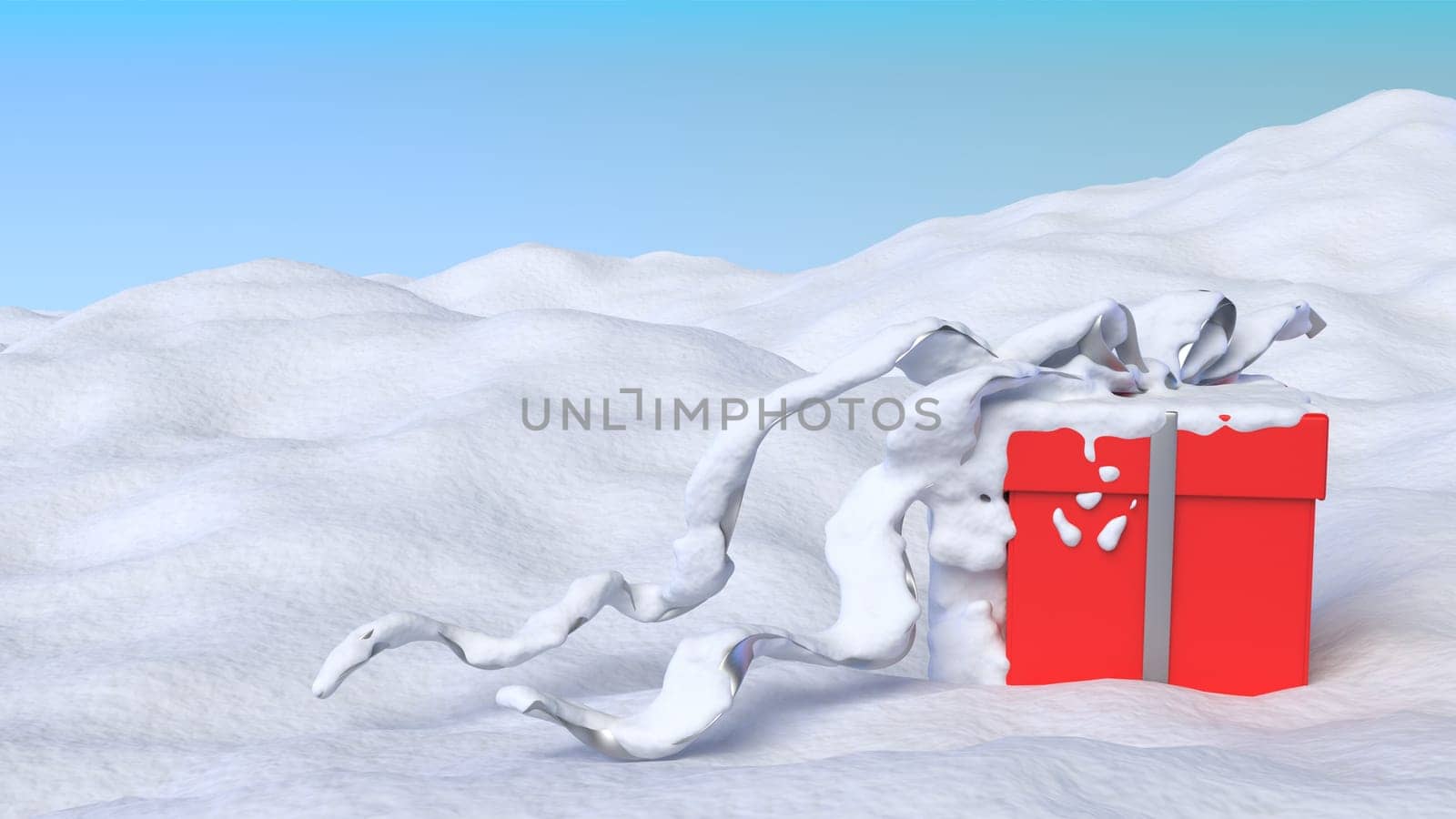 3D render of a Christmas winter landscape