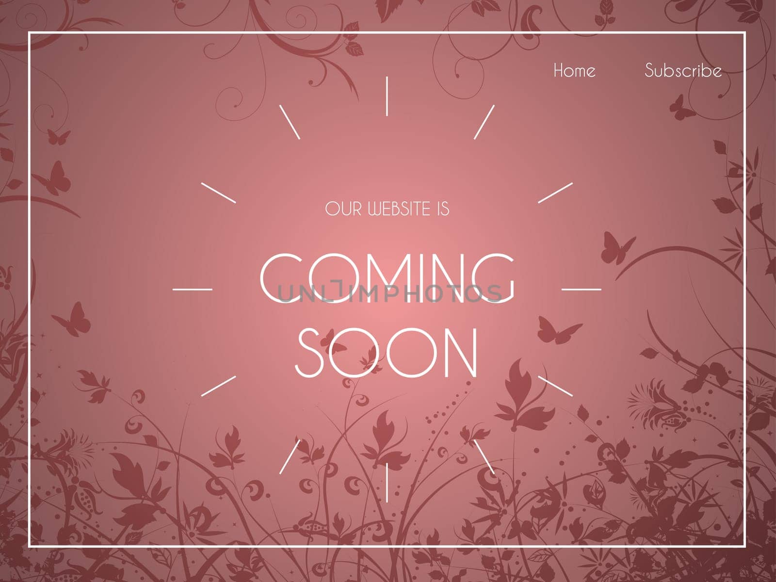Website landing page with decorative floral design