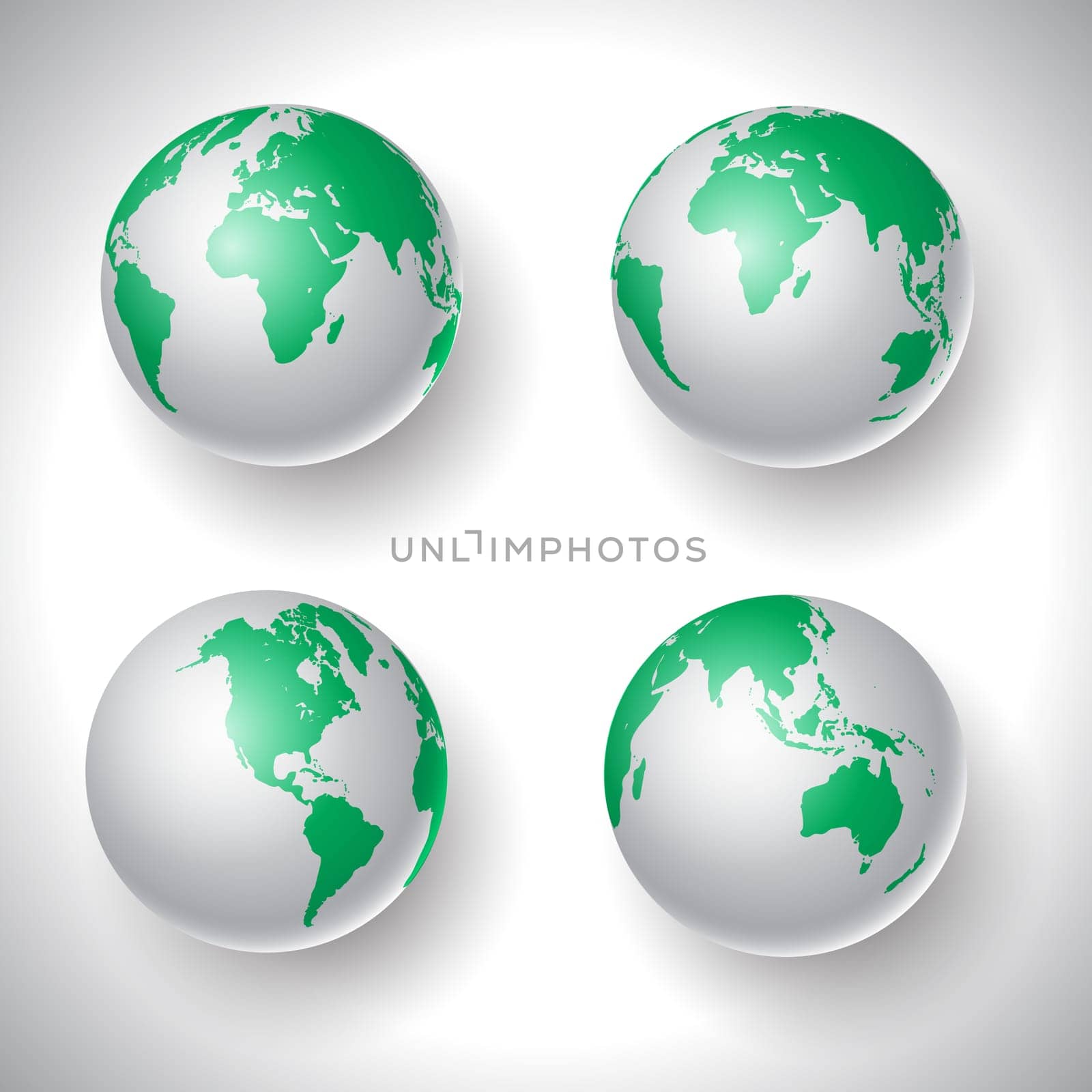 Collection of four world globes