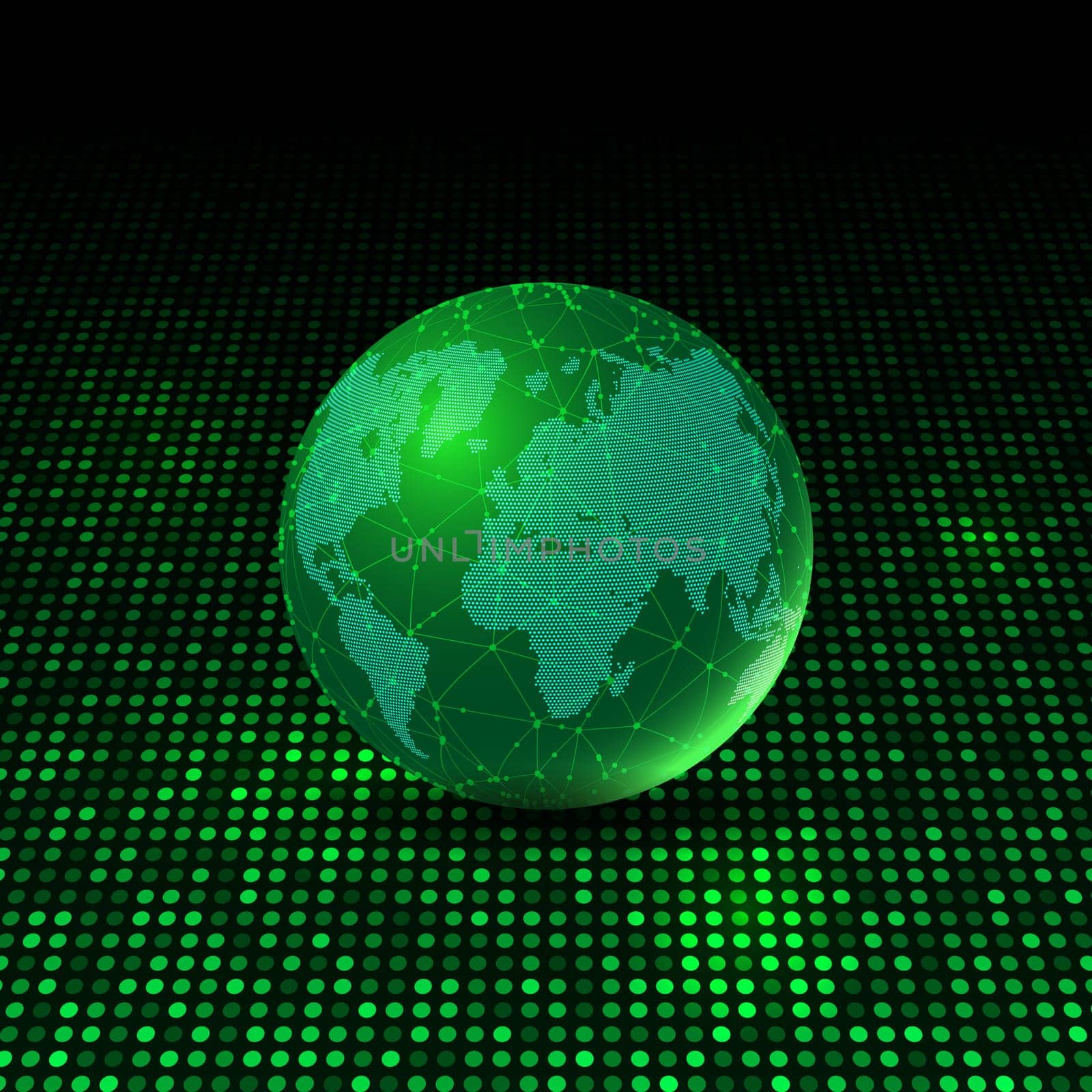 World globe on a glowing dots background