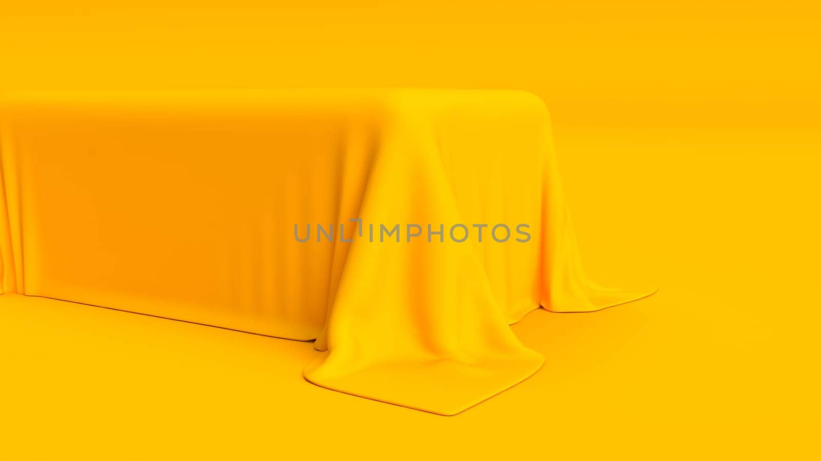 3d render of podium covered in cloth