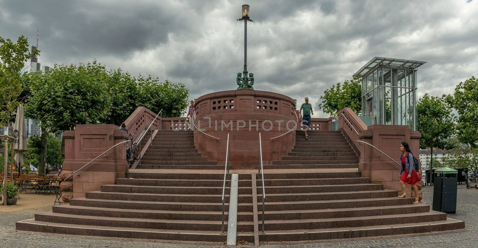 Historical pedestrian Eiserner Steg, Iron footbridge over the Main river, Frankfurt