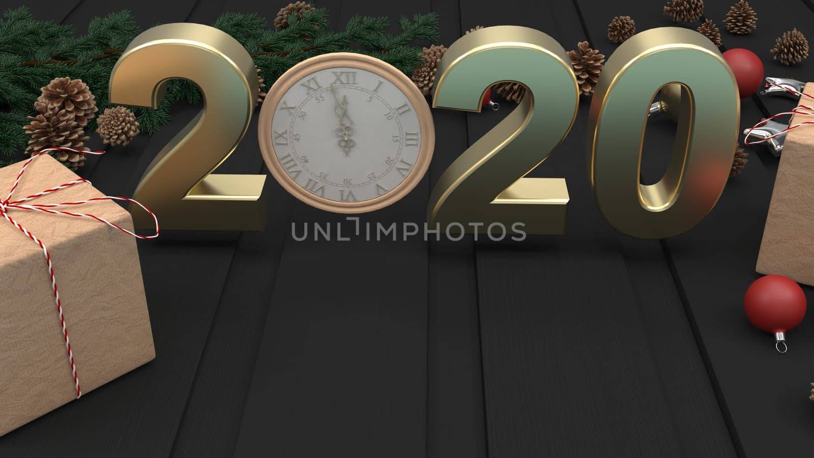 3D Render of  2020 happy New Year background