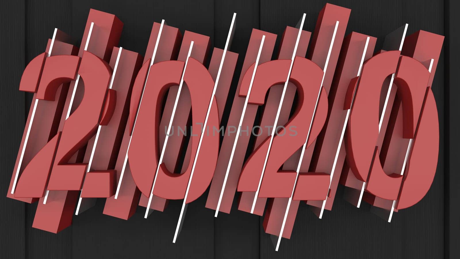 3D Render of  2020 happy New Year background