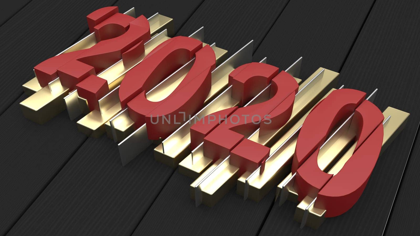3D Render of  2020 happy New Year background