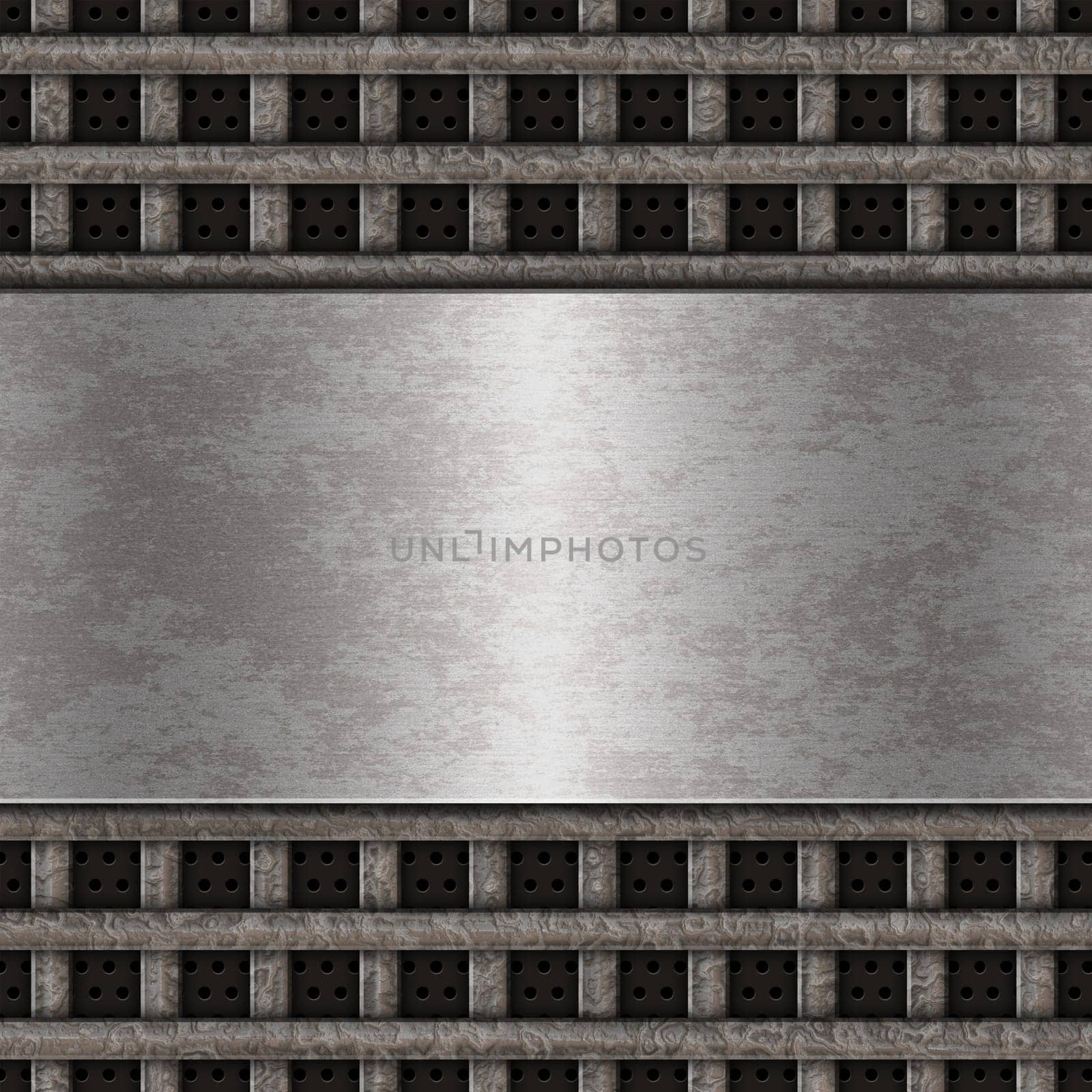 3D abstract background with different metallic textures