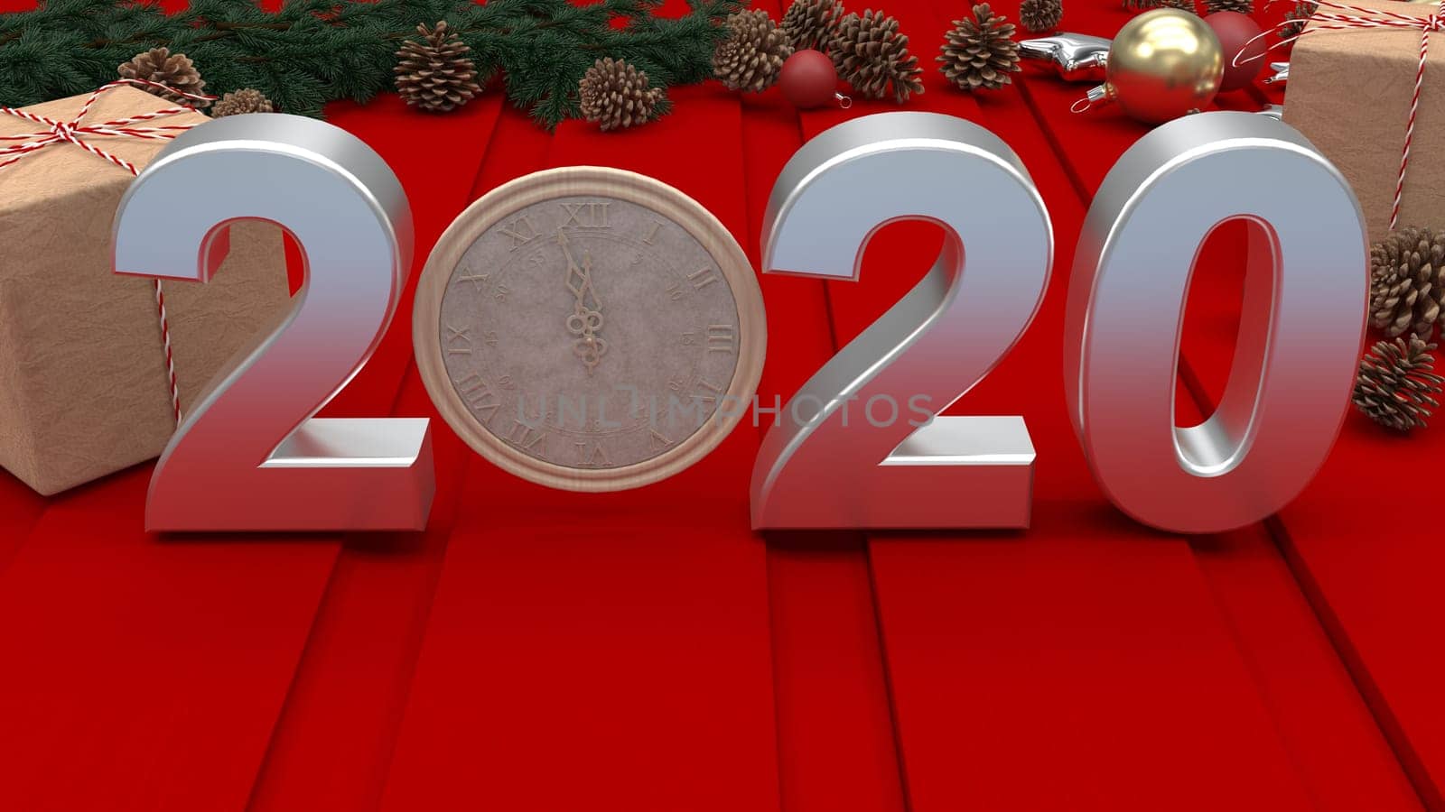 3D Render of  2020 happy New Year background