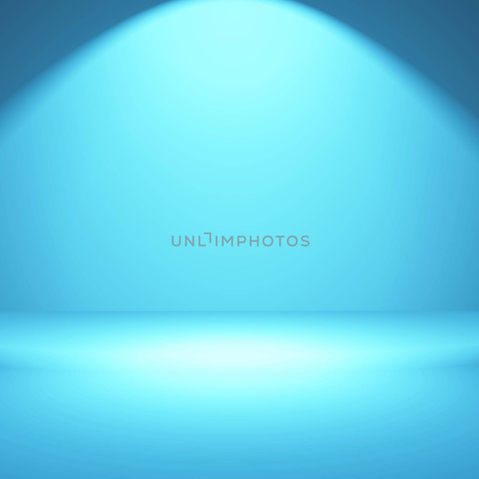 3D minimalist spotlit blue room interior