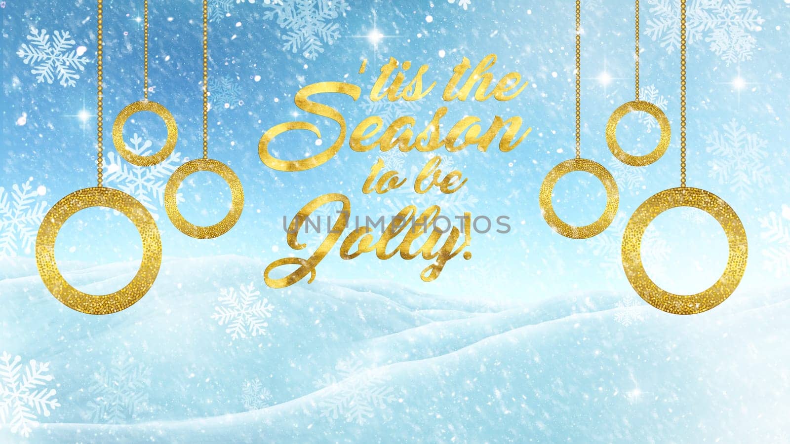 3D render of a Christmas background with gold text and decorations