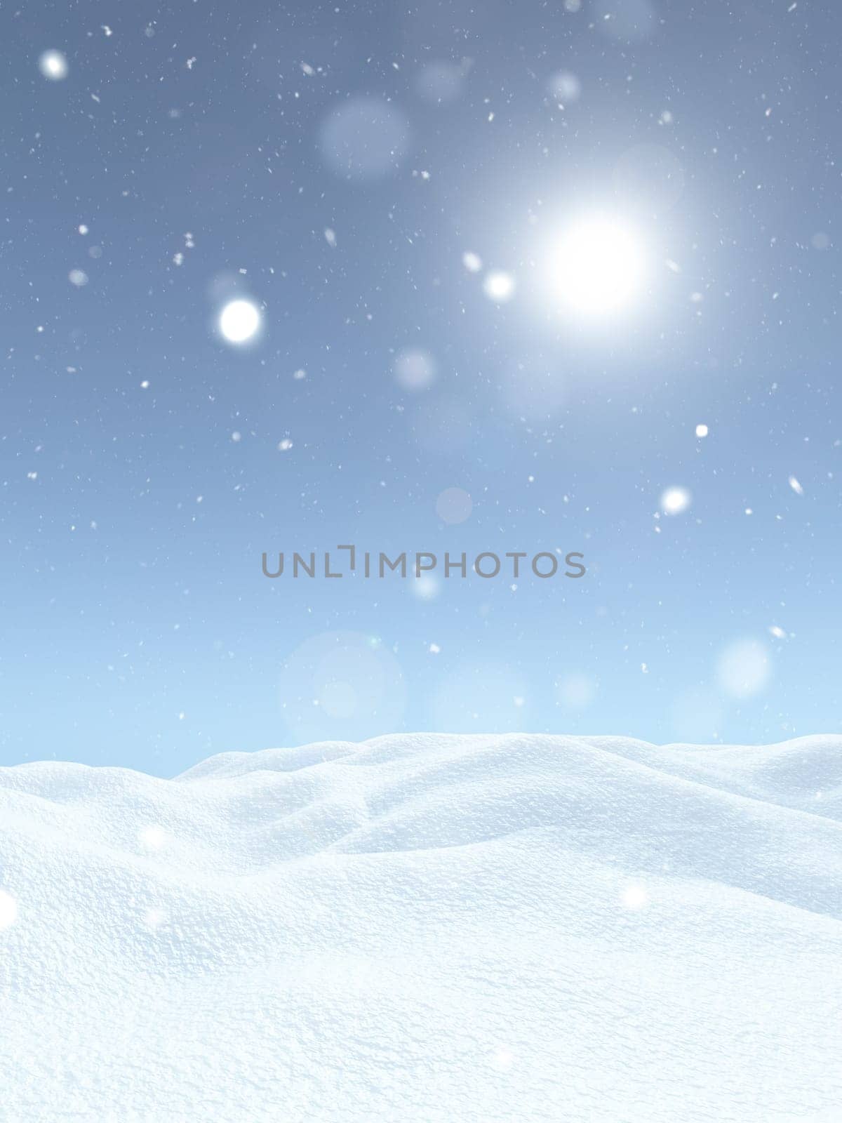 3D render of a Christmas snowy landscape