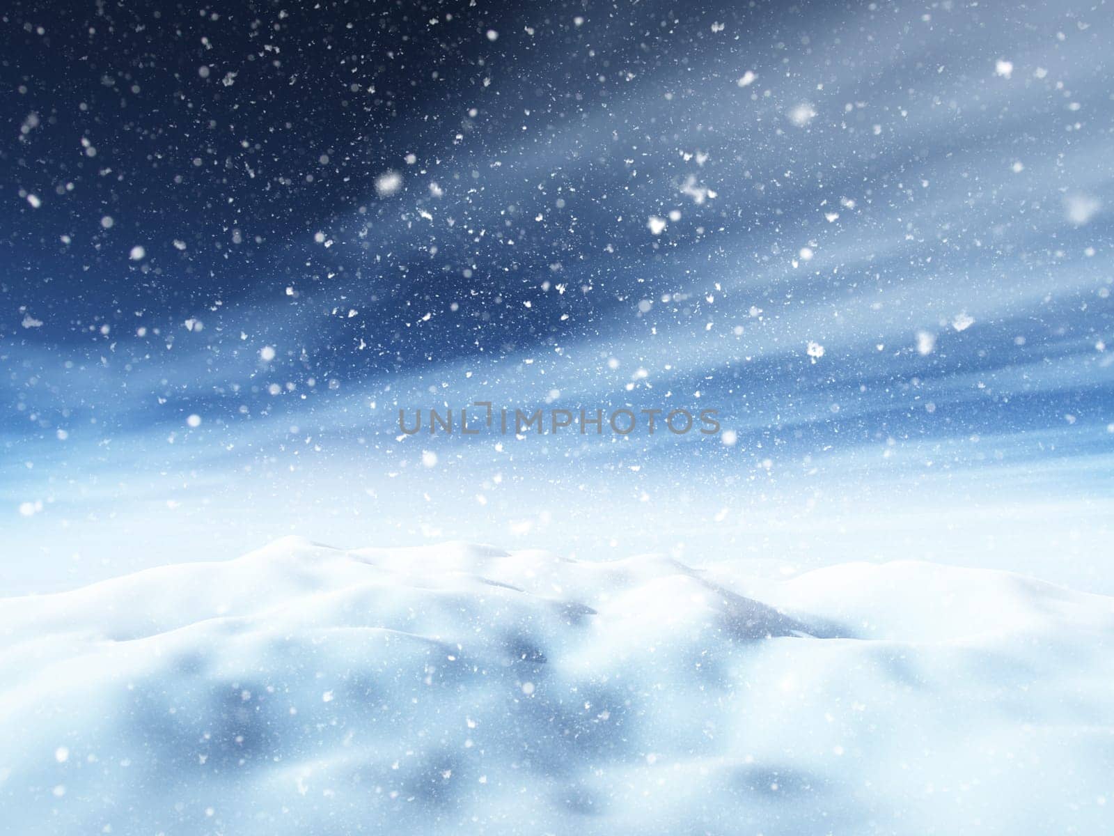 3D render of a Christmas snowy landscape