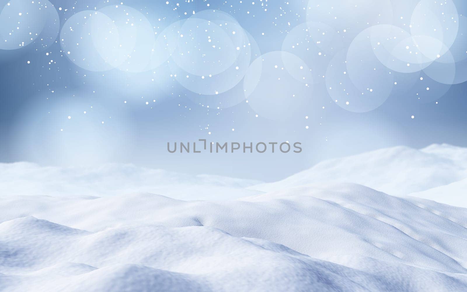 3D render of a Christmas snowy landscape
