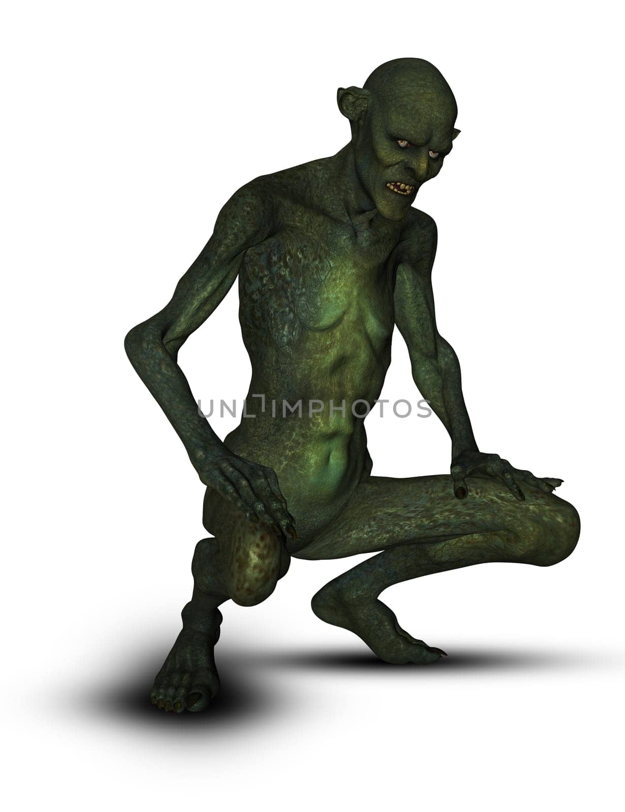 3D render of a Halloween background with evil looking creature