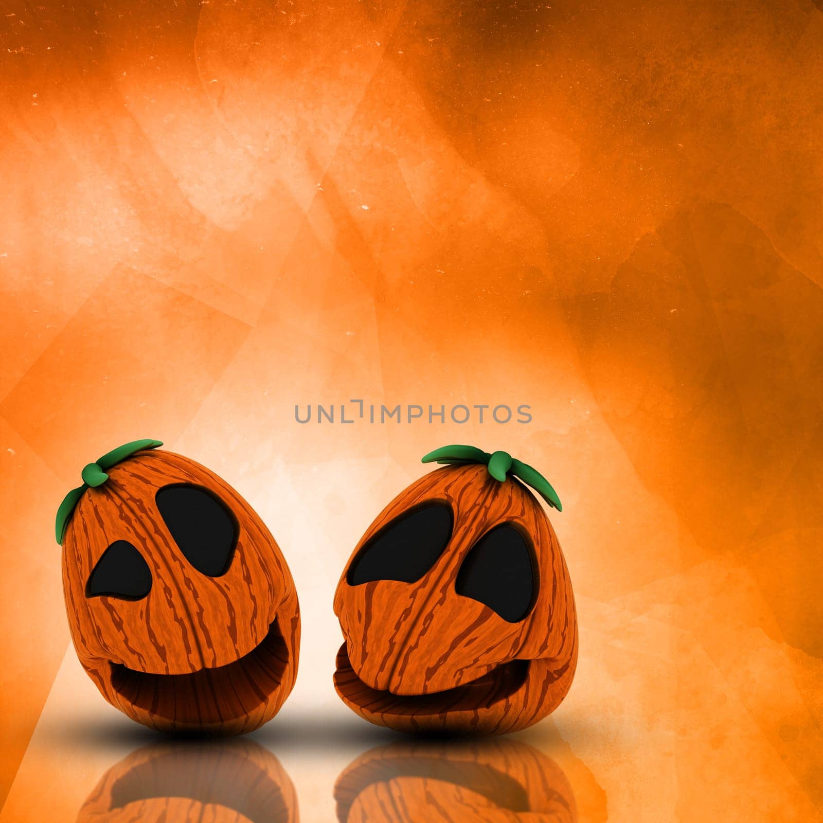 3D render of a Halloween pumpkins on a grunge watercolour background