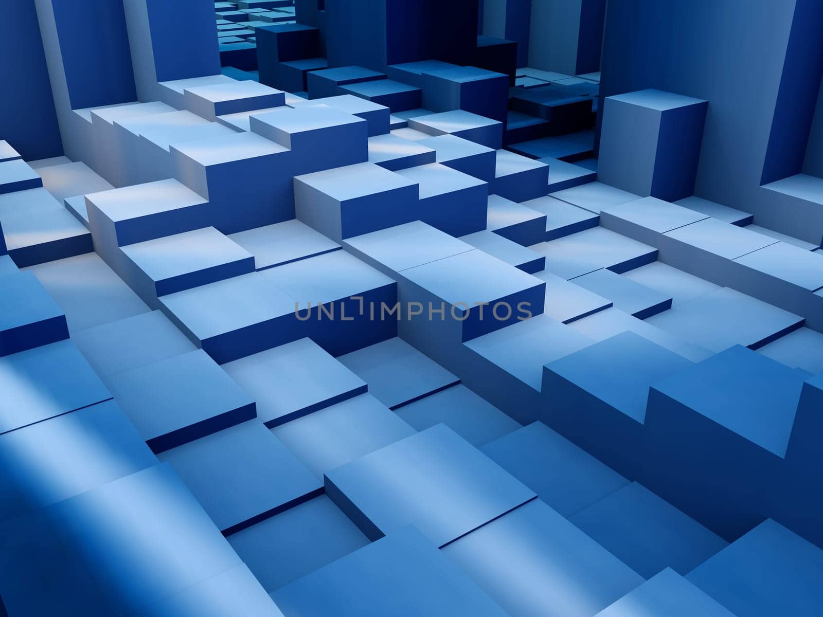 3D render of a background of extruding isometric blocks
