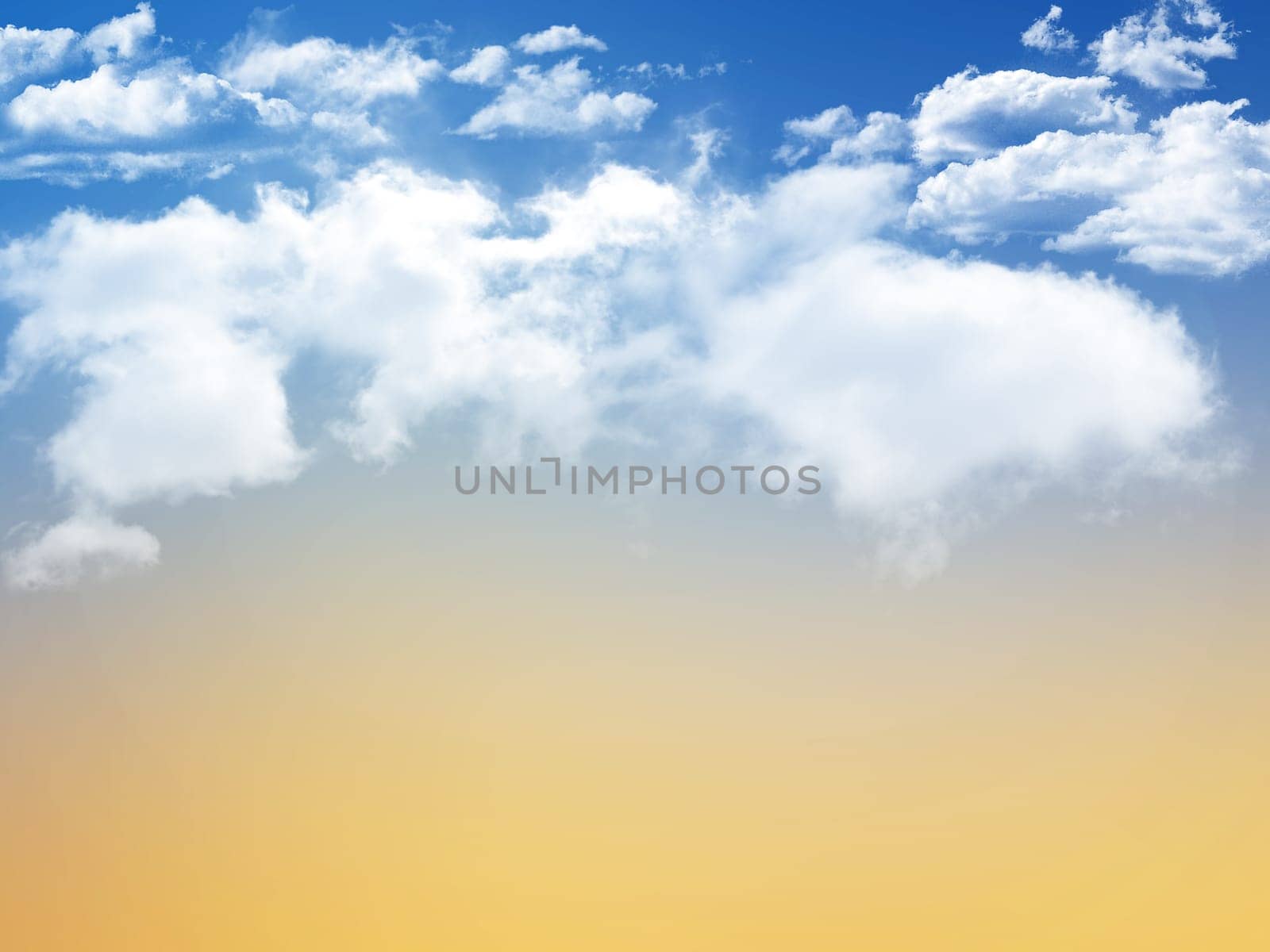 3D render of a blue sky with fluffy white clouds