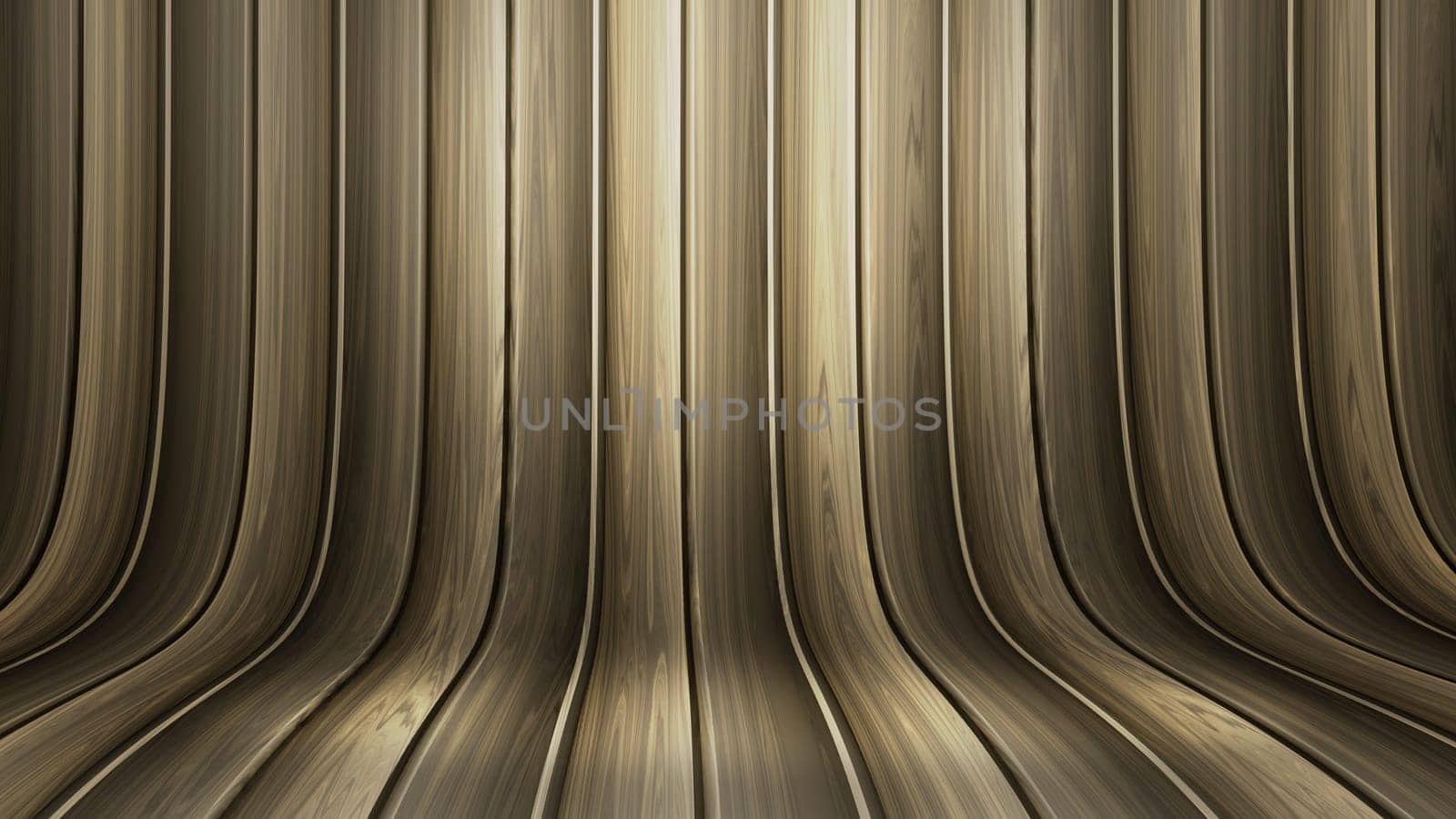3D render of a curved wooden display background