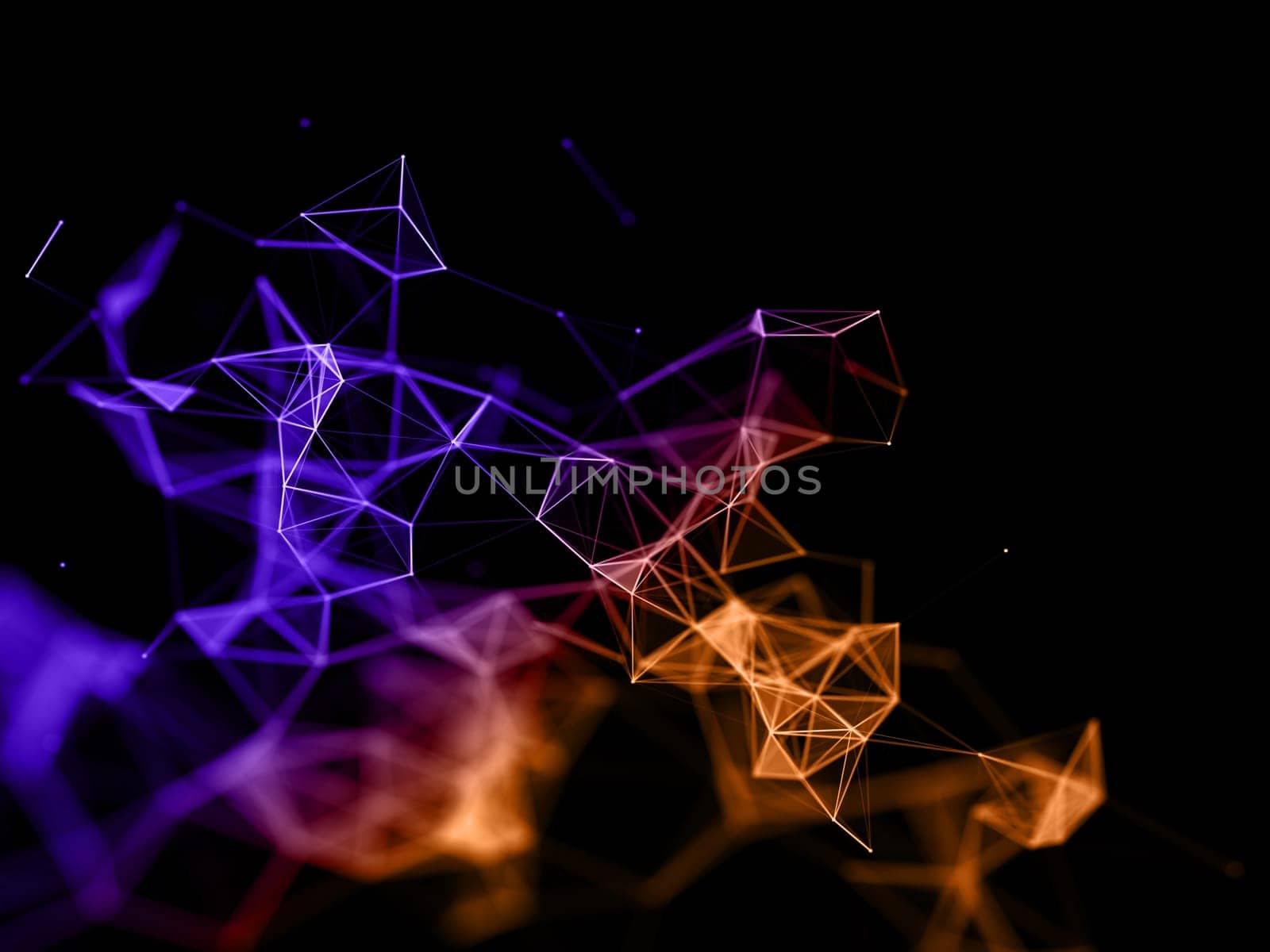 3D render of a coloured abstract background with low poly plexus design