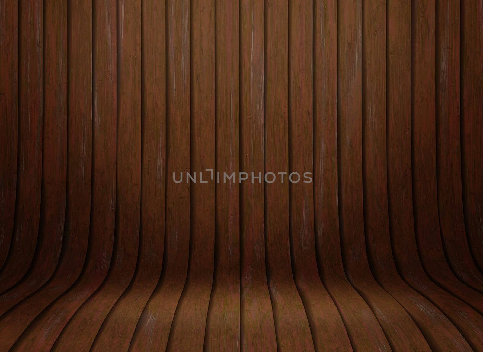 3D render of a curved wooded presentation background