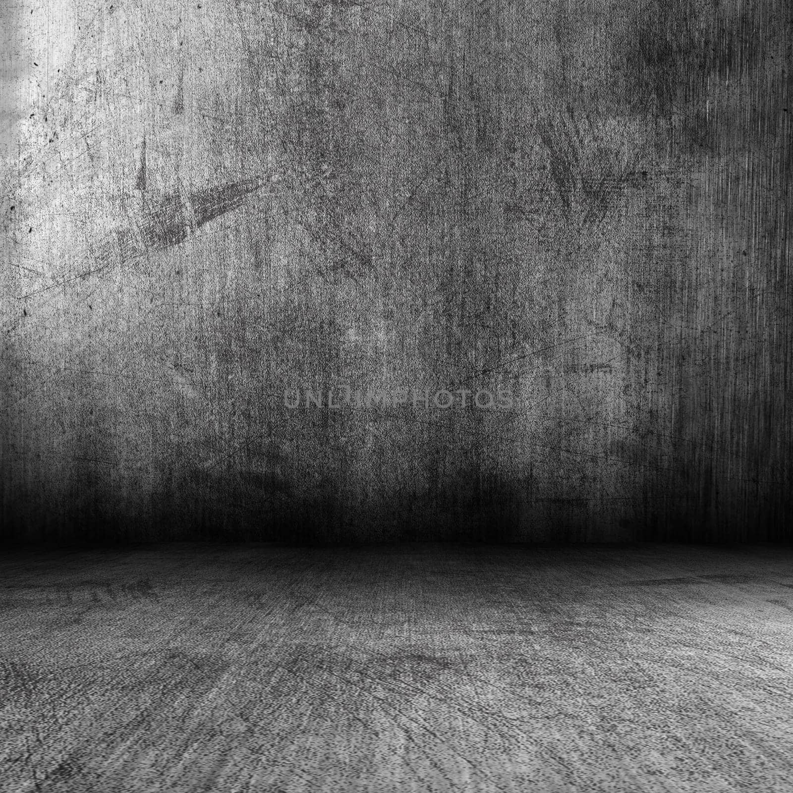 3D render of a dark industrial style grunge interior