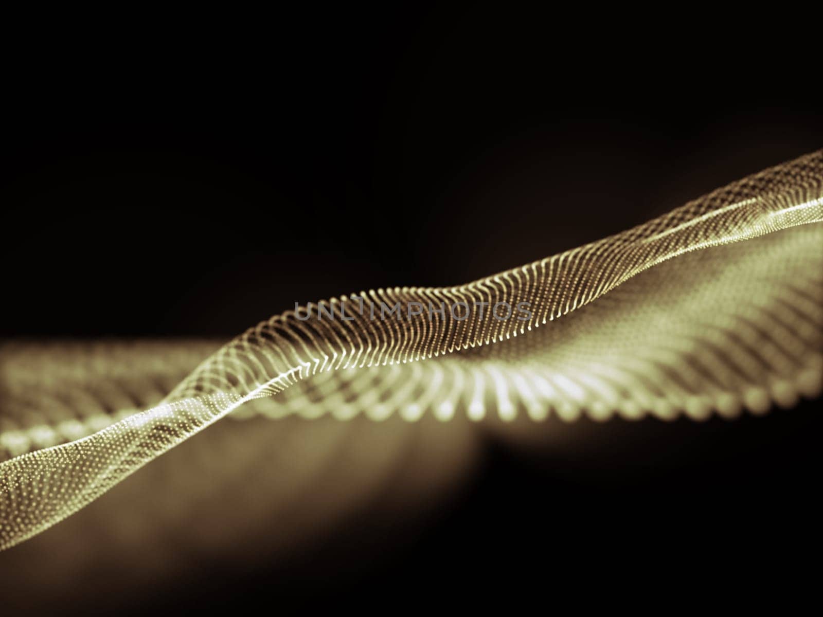 3D render of a digital communications background with flowing particles