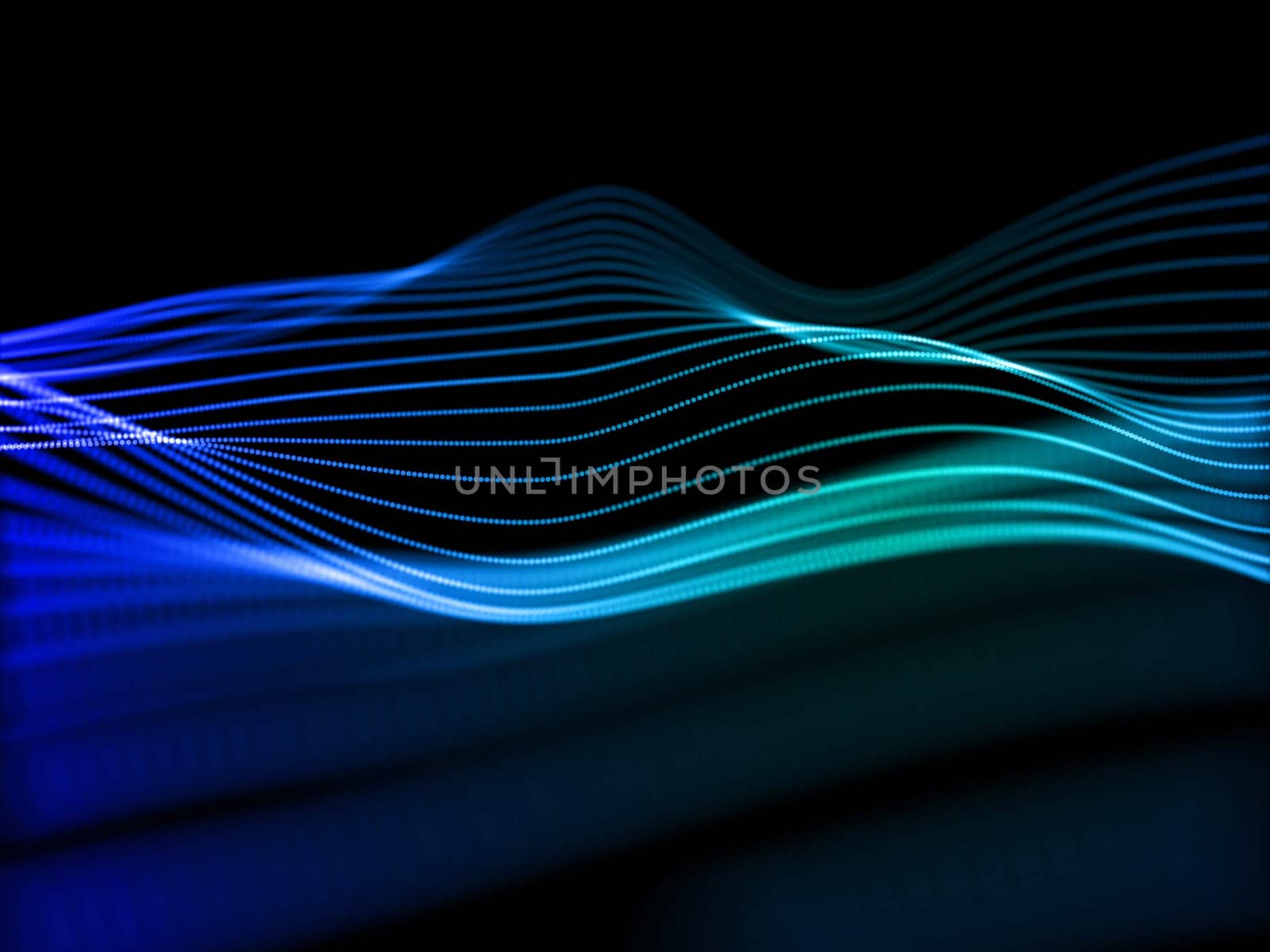 3D render of a digital technology background, network communications, Sound waves