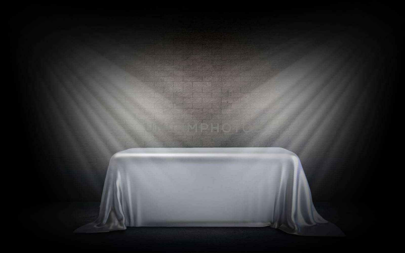 3D render of a display background with podium under spotlights