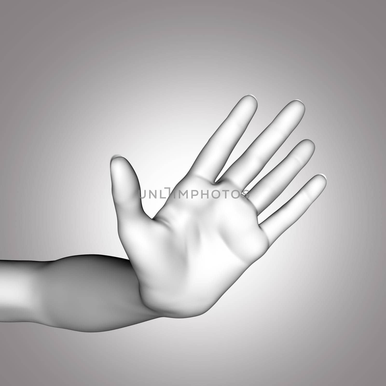 3D render of a female hand in flat pose