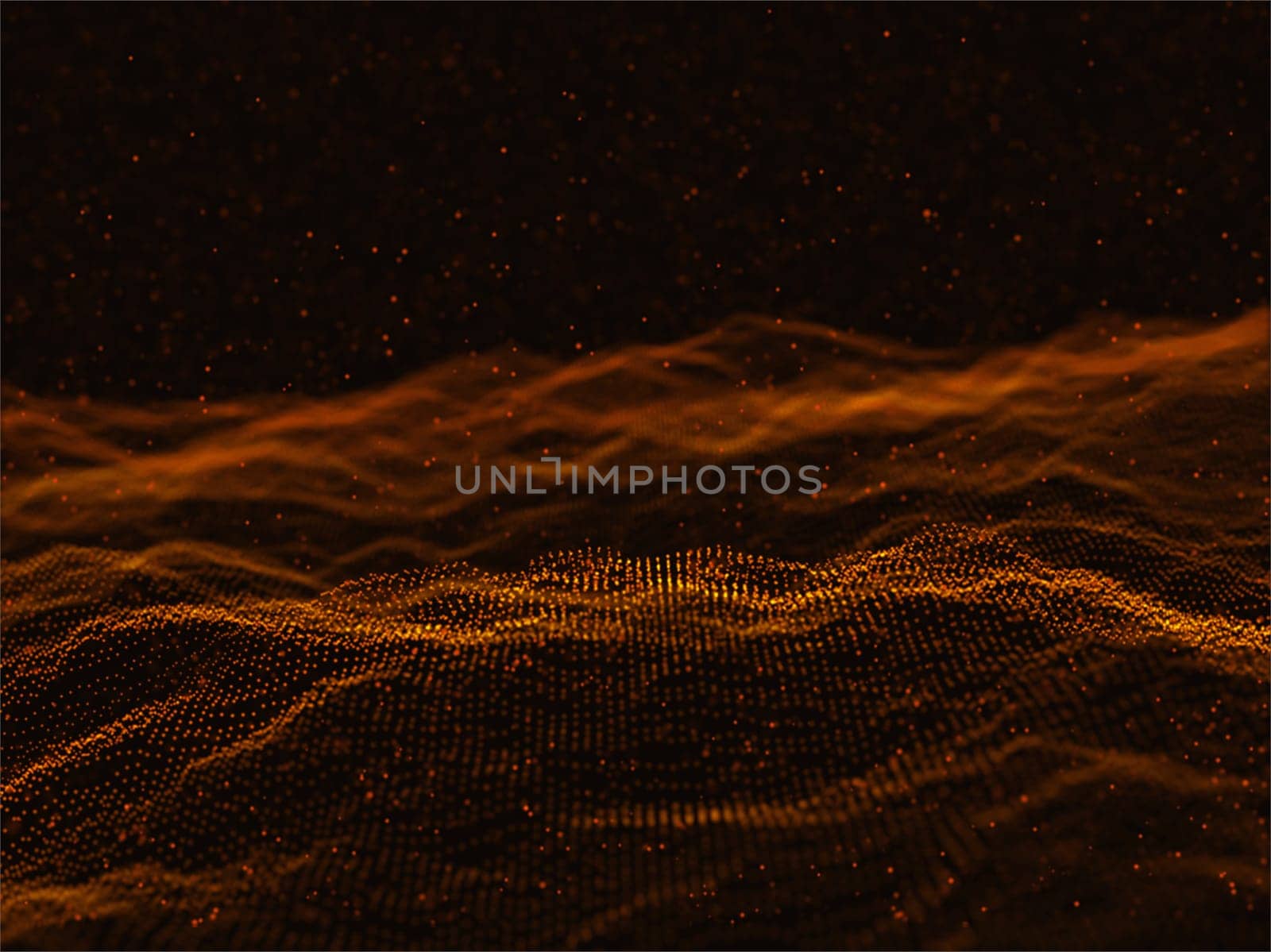 3D render of a futuristic background with flowing cyber particles