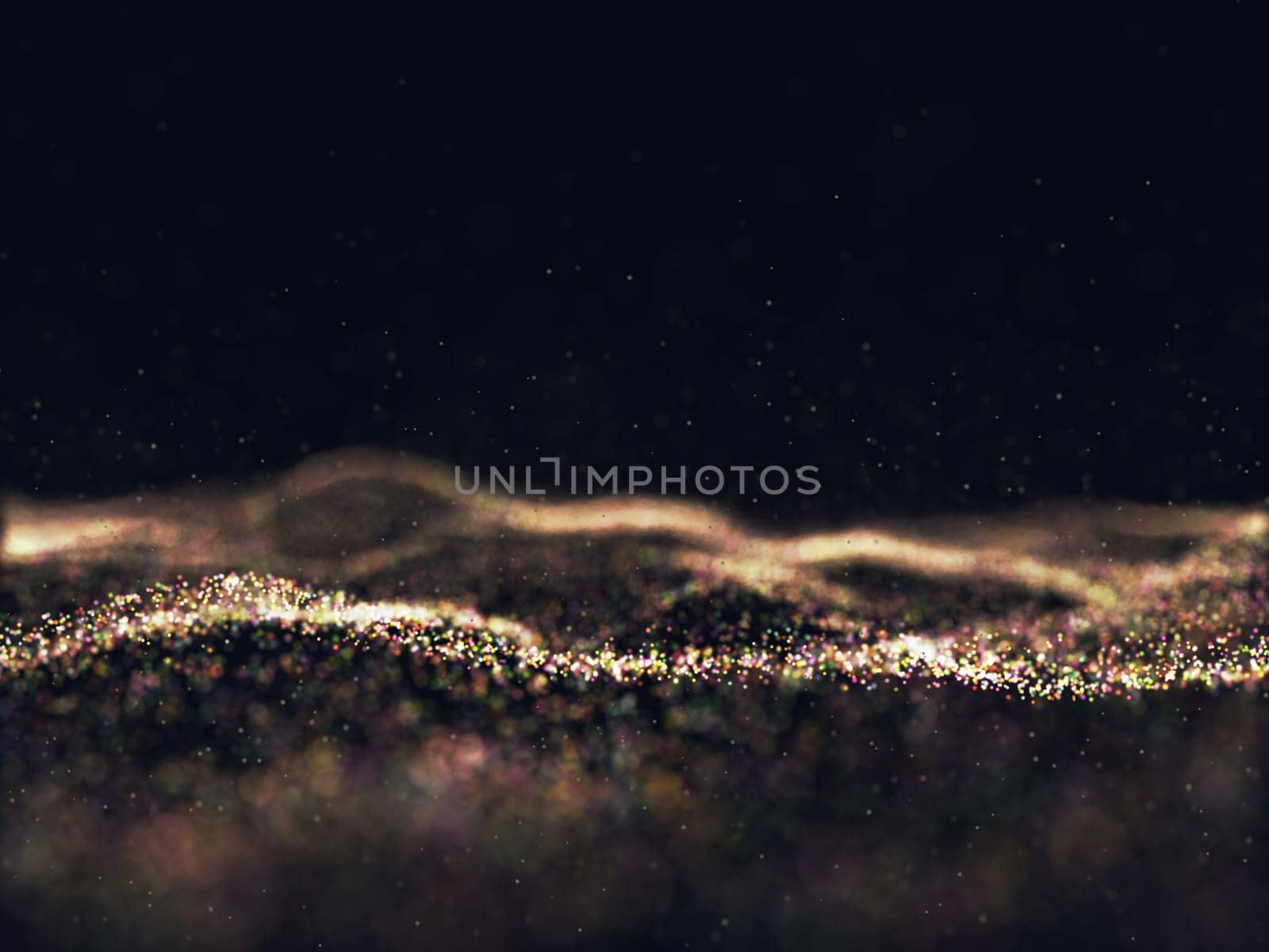 3D render of a futuristic background with colourful flowing cyber dots