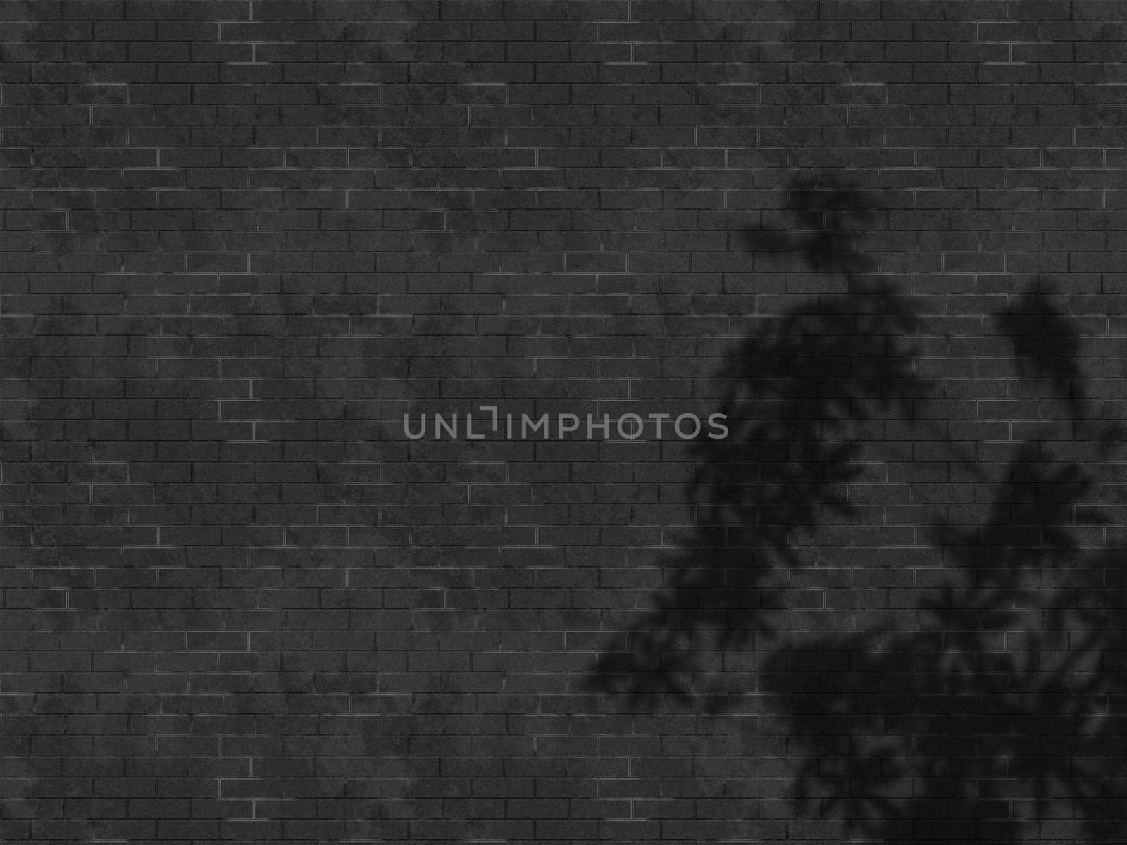 3D render of a grunge brick wall with leave shadow overlay