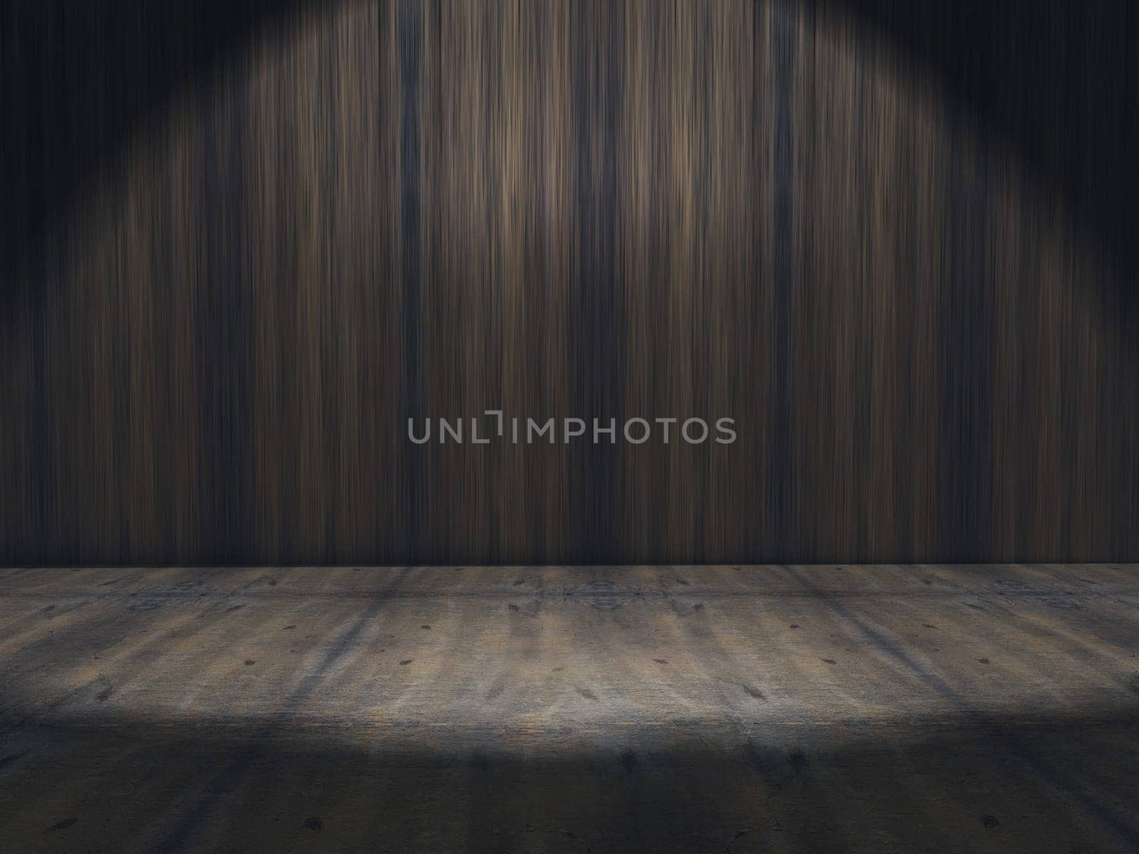 3D render of a grunge interior with spotlight