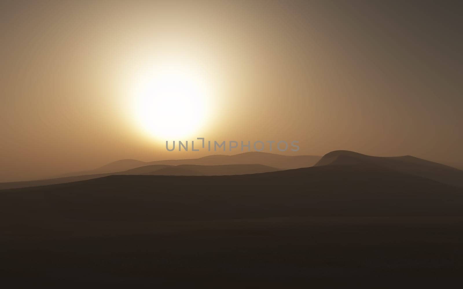 3D render of a hazy desert scene