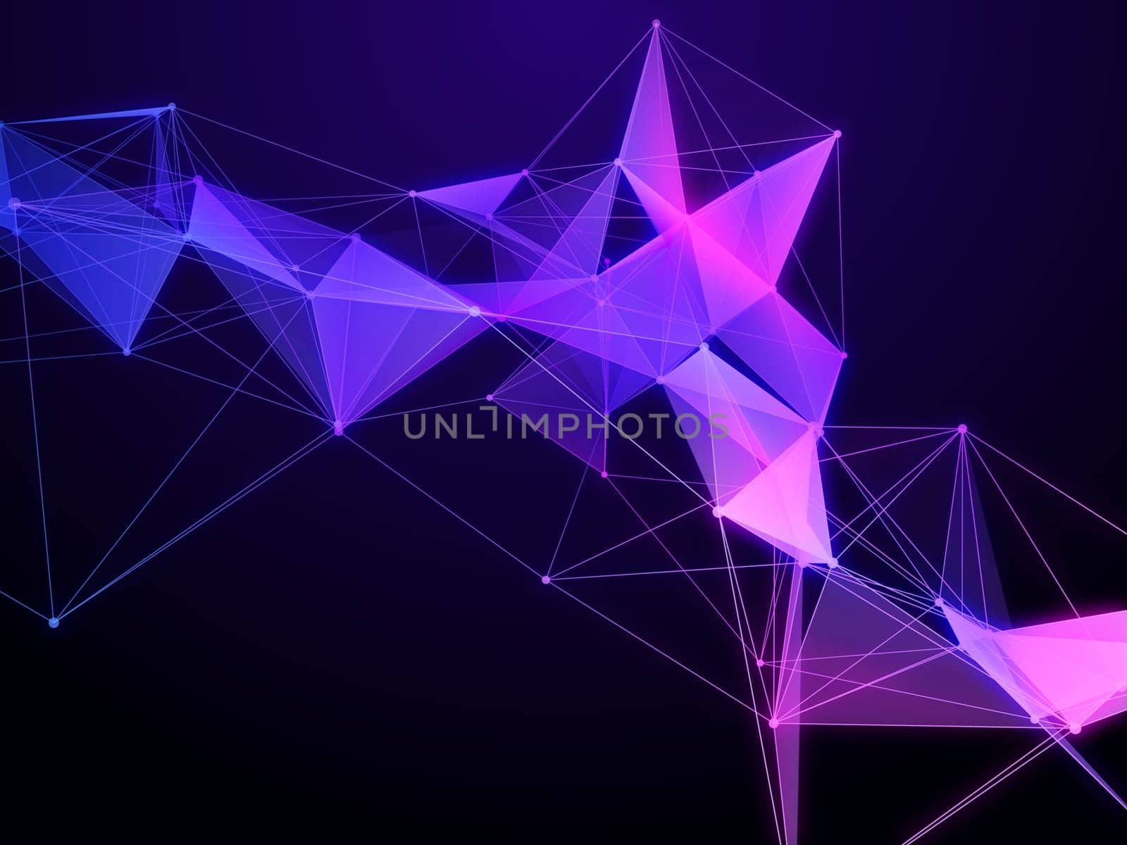 3D render of a low plexus design with connecting lines and dots, network communications