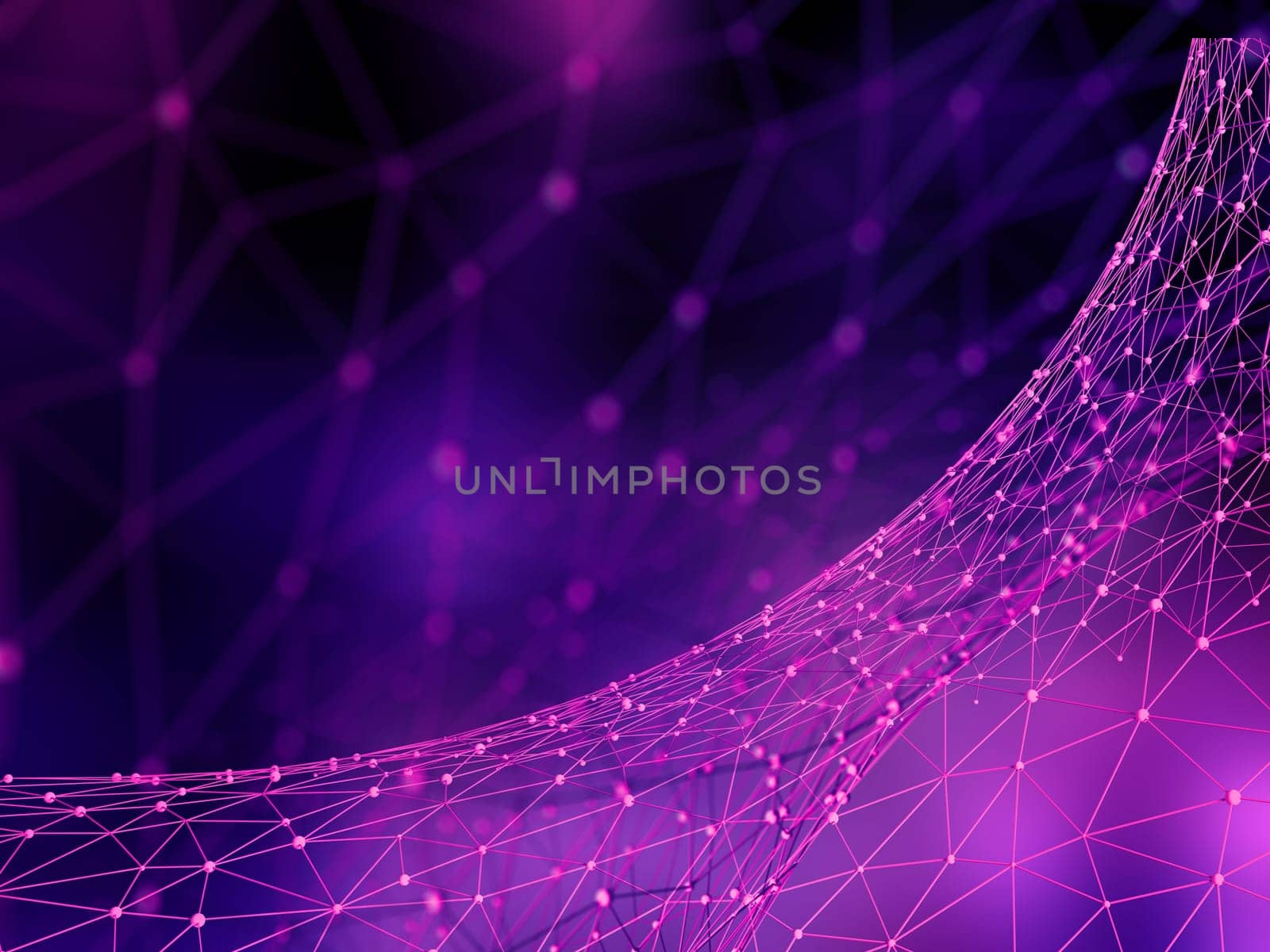 3D render of a low poly abstract background, network connections, technology