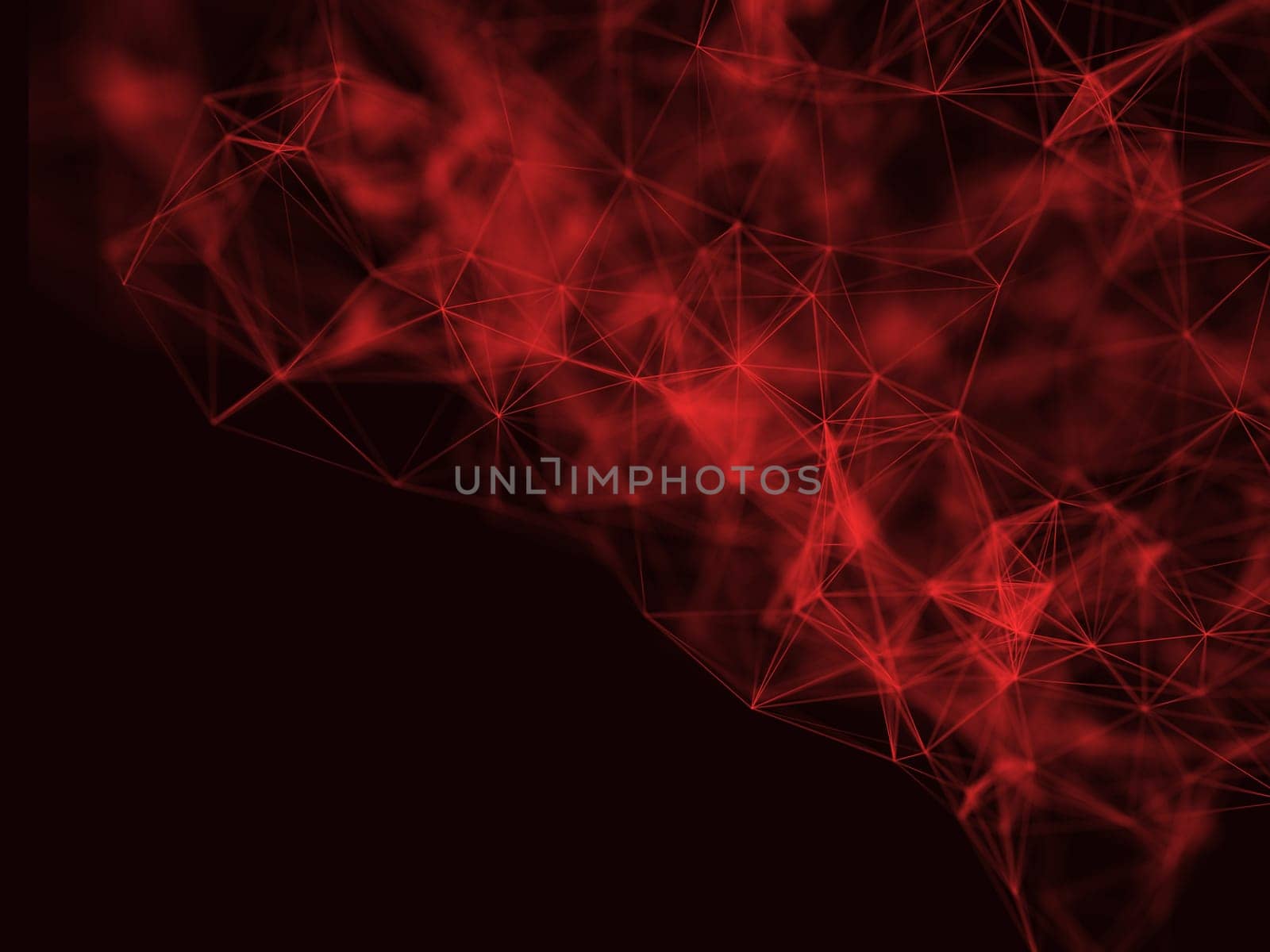 3D render of a low poly plexus background design with shallow depth of field. Network connections