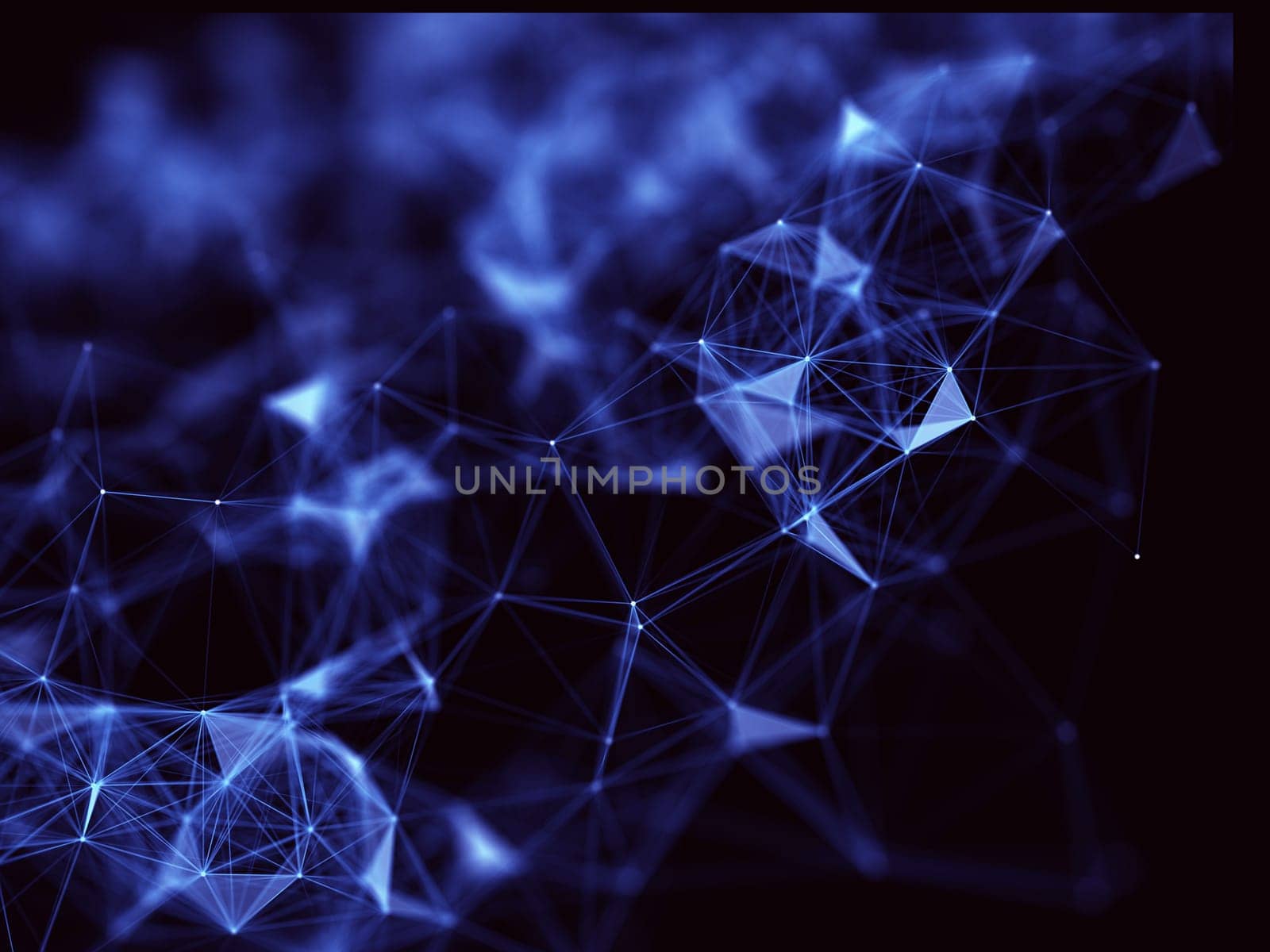 3D render of a low poly plexus background with networking connections, futuristic scientific design