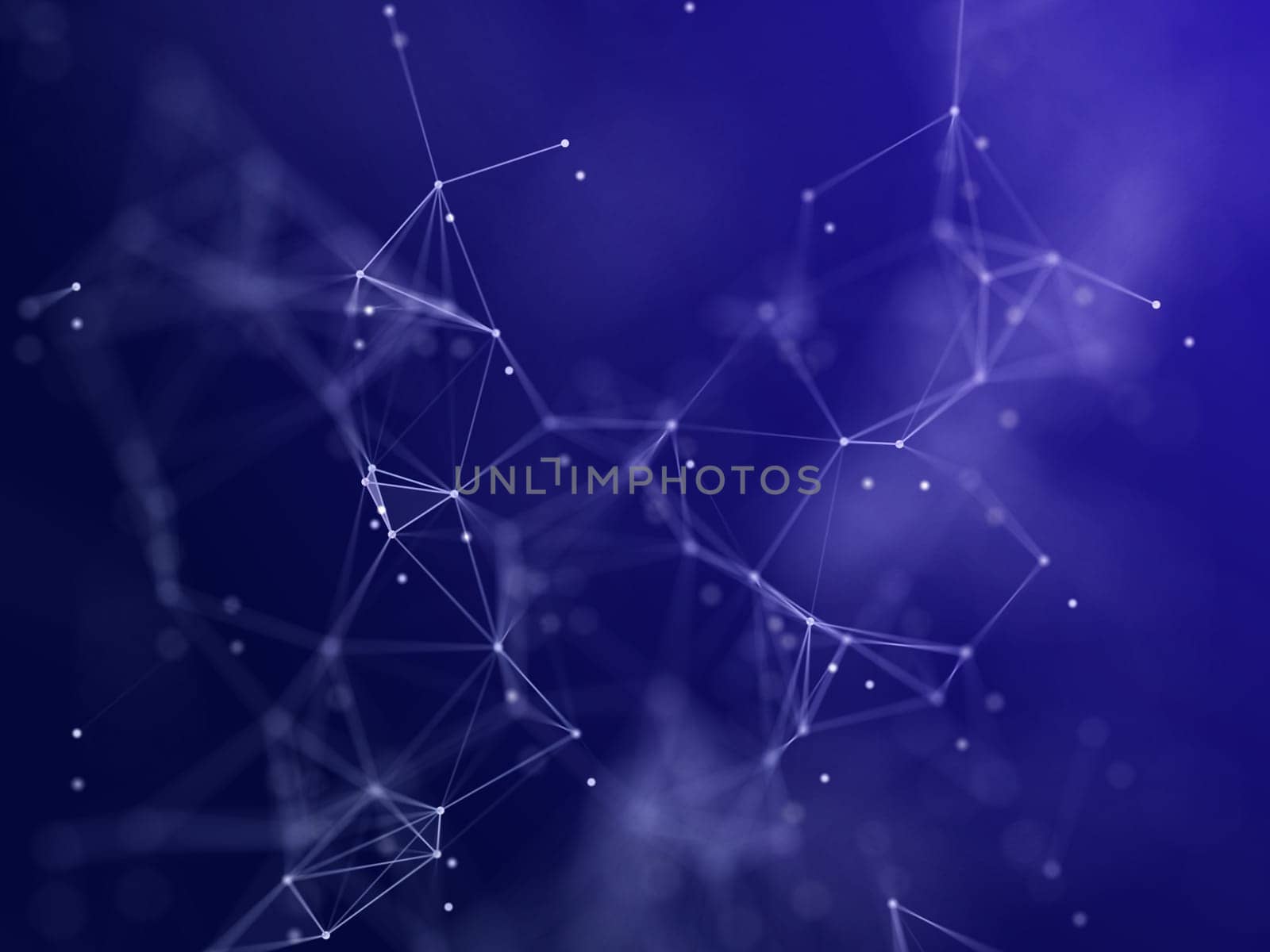 3D render of a low poly plexus network communications design