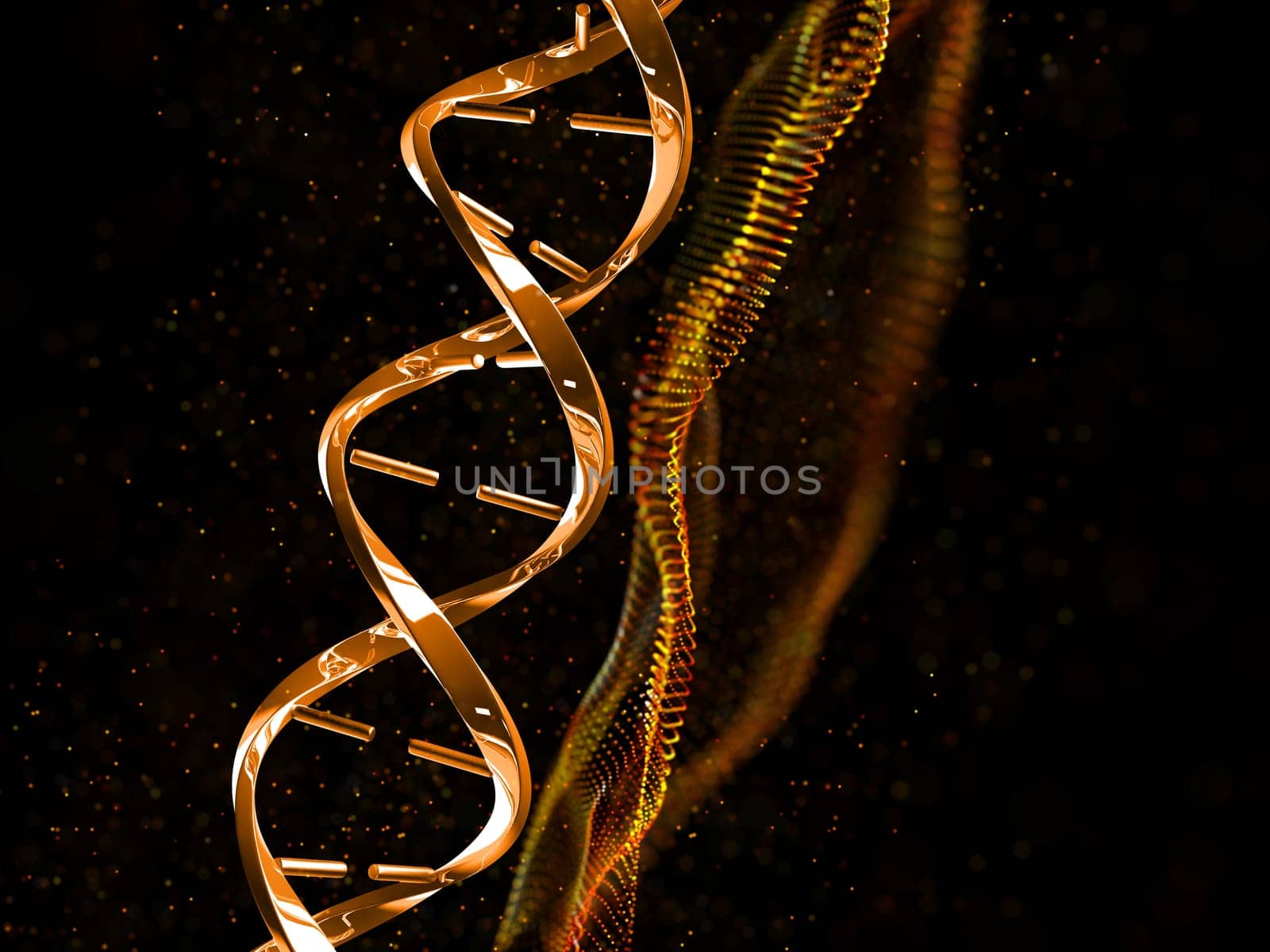 3D render of a medical DNA strand background